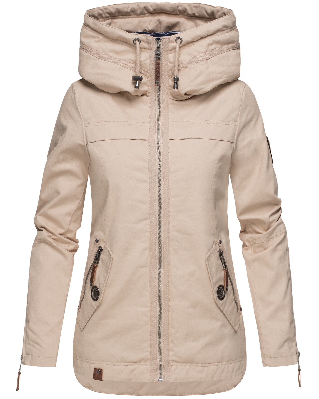 NAVAHOO Damen Moderner Outdoorjacke Übergangsparka aus Baumwolle mit Kapuze Wekoo