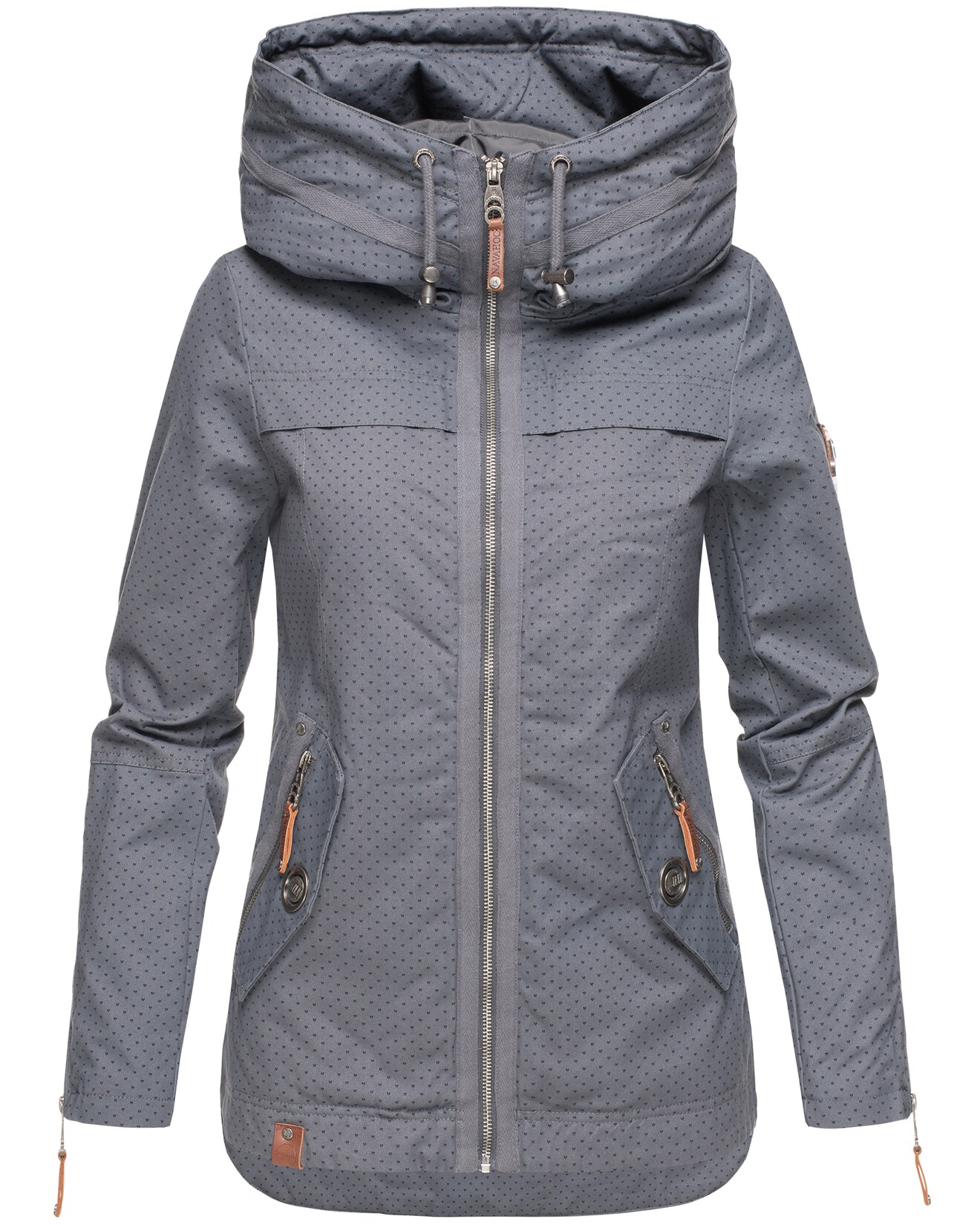 NAVAHOO Damen Moderner Outdoorjacke Übergangsparka aus Baumwolle mit Kapuze Wekoo