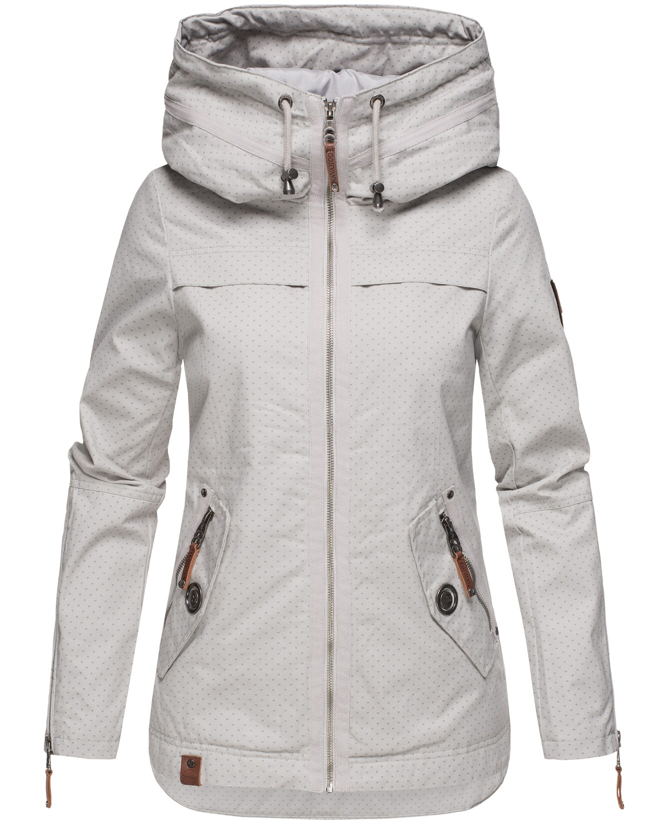 NAVAHOO Damen Moderner Outdoorjacke Übergangsparka aus Baumwolle mit Kapuze Wekoo