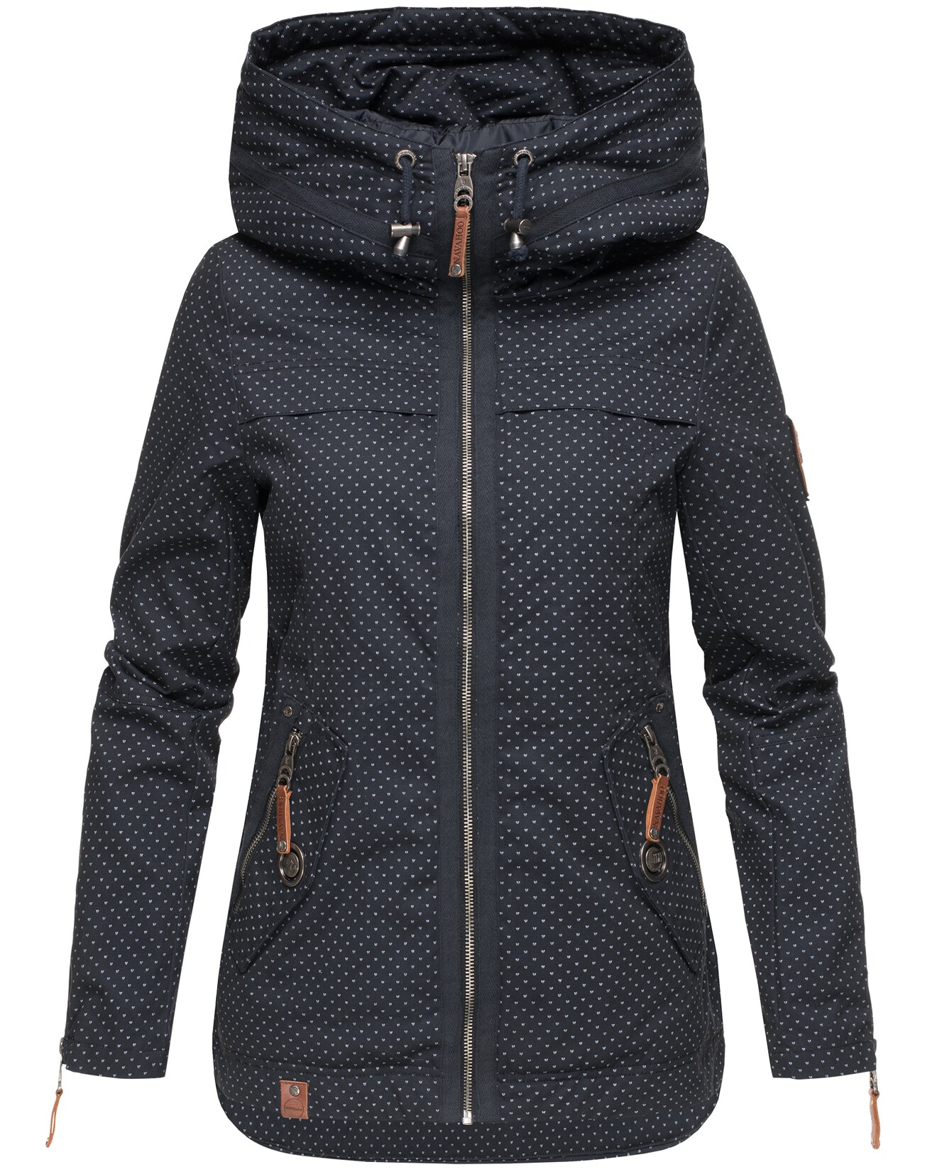 NAVAHOO Damen Moderner Outdoorjacke Übergangsparka aus Baumwolle mit Kapuze Wekoo