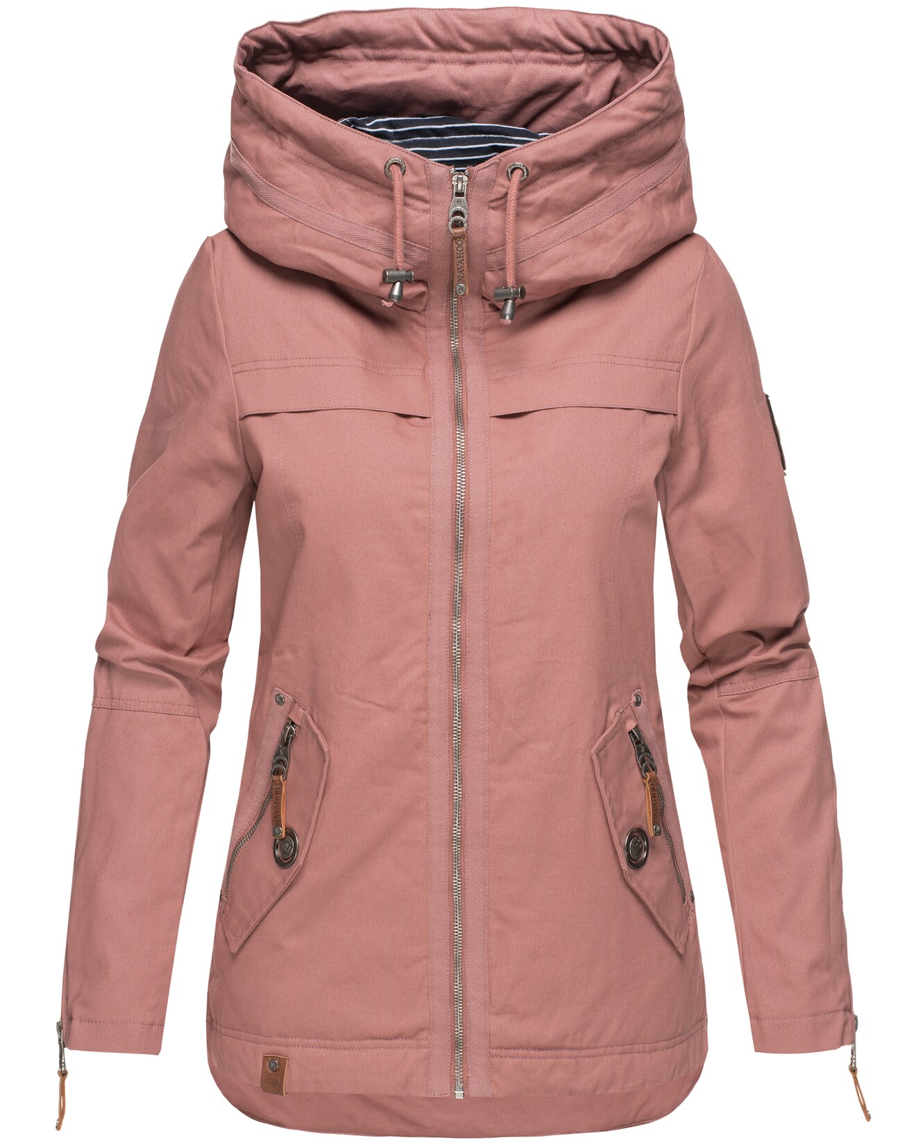 NAVAHOO Damen Moderner Outdoorjacke Übergangsparka aus Baumwolle mit Kapuze Wekoo