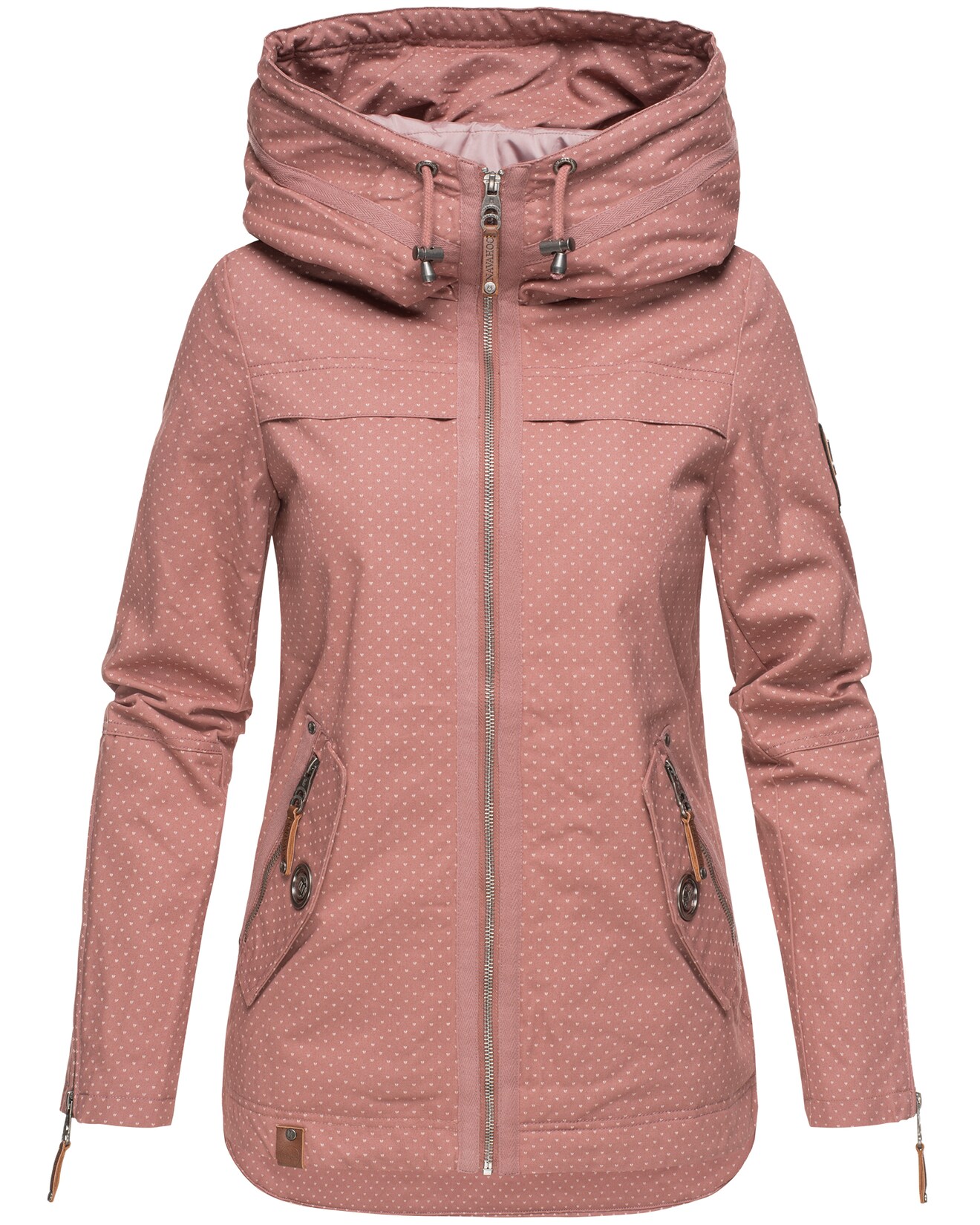 NAVAHOO Damen Moderner Outdoorjacke Übergangsparka aus Baumwolle mit Kapuze Wekoo