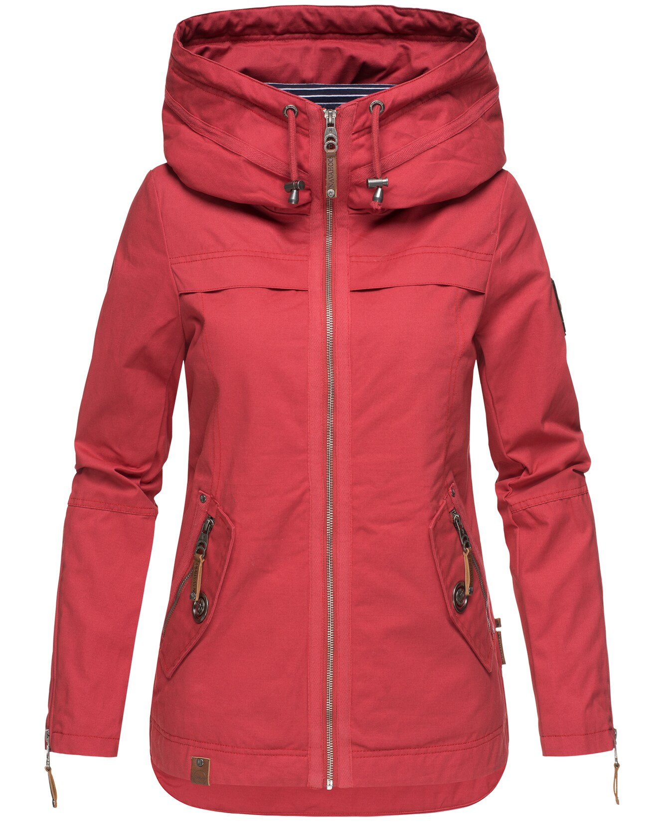 NAVAHOO Damen Moderner Outdoorjacke Übergangsparka aus Baumwolle mit Kapuze Wekoo