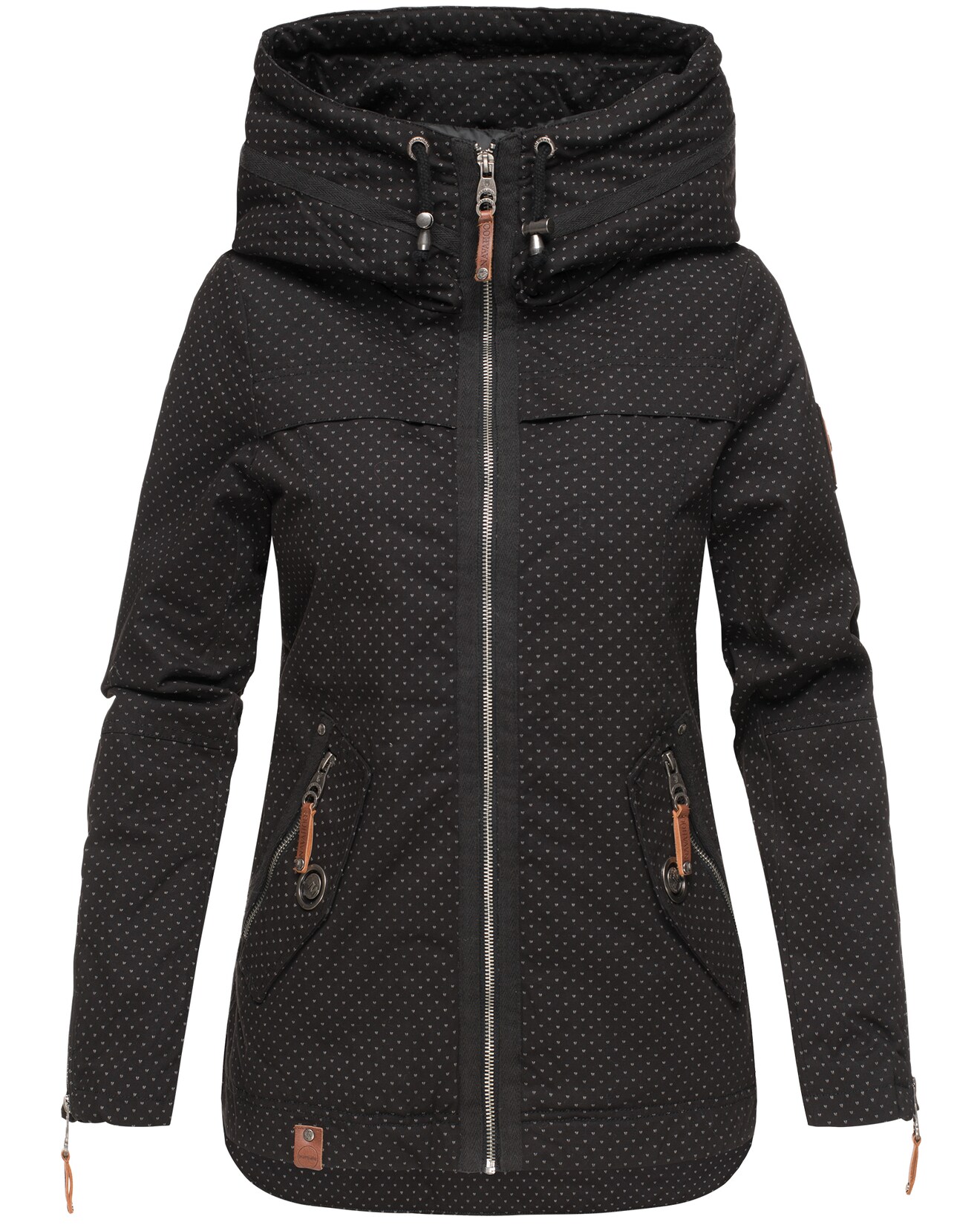 NAVAHOO Damen Moderner Outdoorjacke Übergangsparka aus Baumwolle mit Kapuze Wekoo