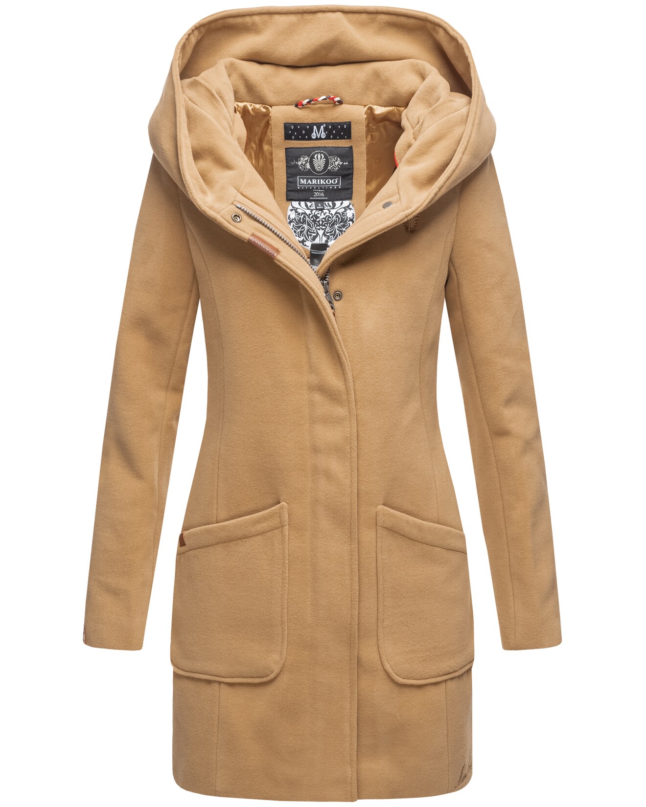 MARIKOO Damen Hochwertiger Wintermantel Mantel Trenchcoat Mit Kapuze Maikoo