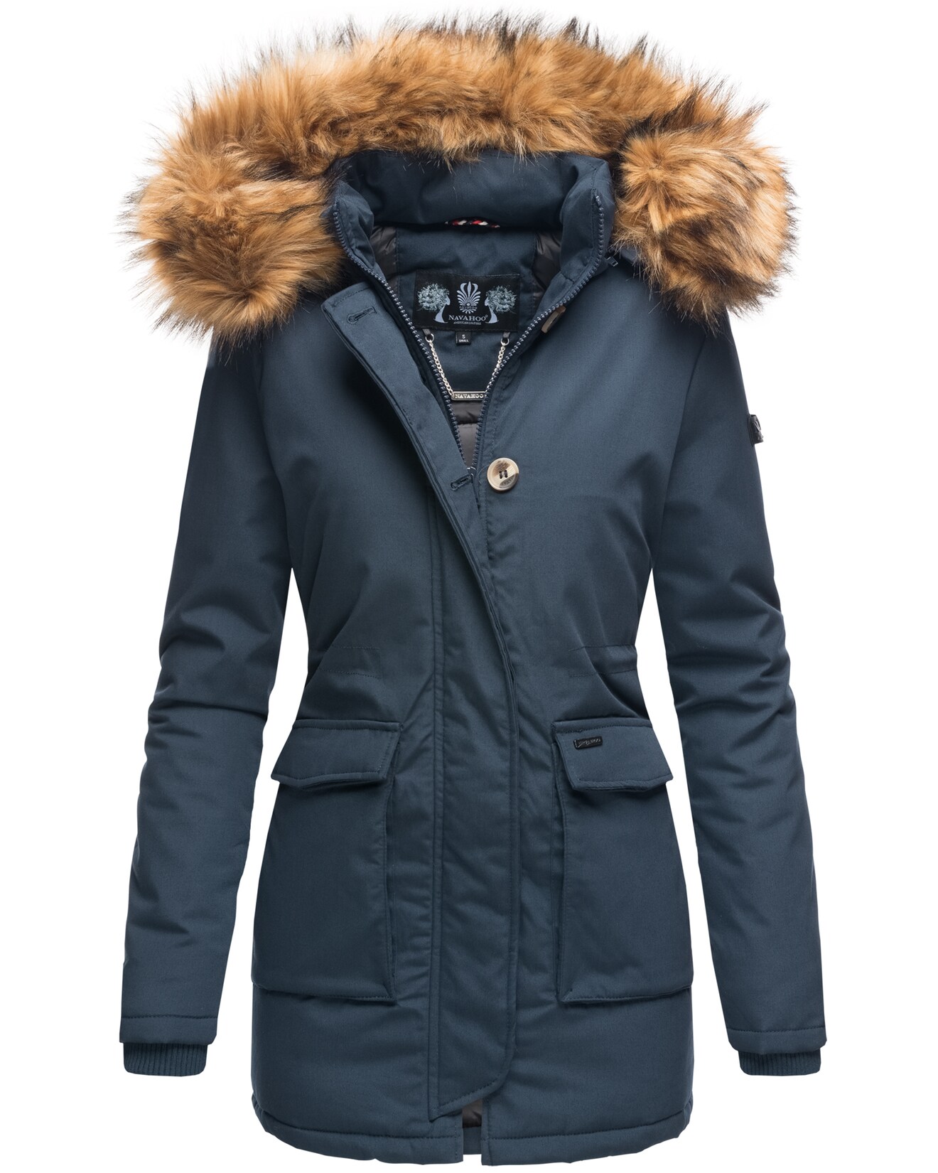 NAVAHOO Damen Edler Wintermantel Parka mit edlem Fellimitat Schneeengel Princess