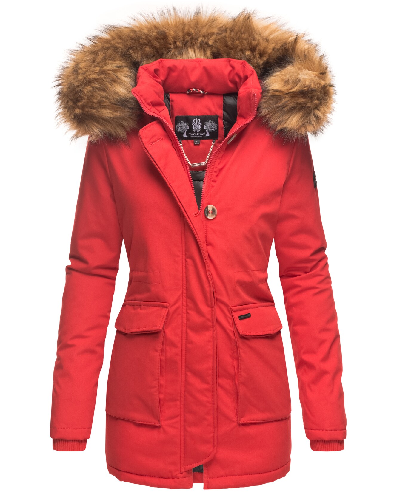 NAVAHOO Damen Edler Wintermantel Parka mit edlem Fellimitat Schneeengel Princess