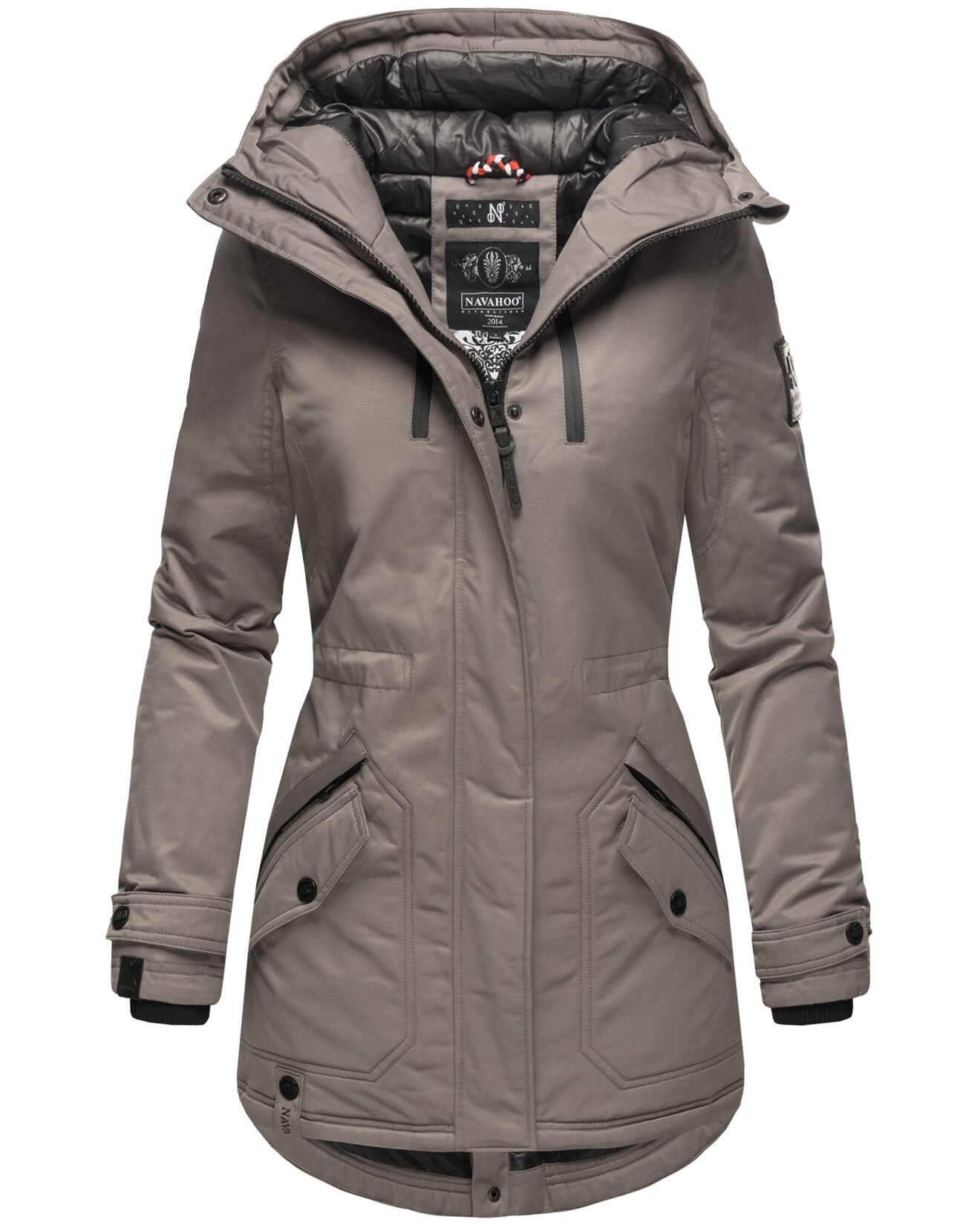 NAVAHOO Damen sportlicher Wintermantel Winter Kurzmantel mit Kapuze Avrille