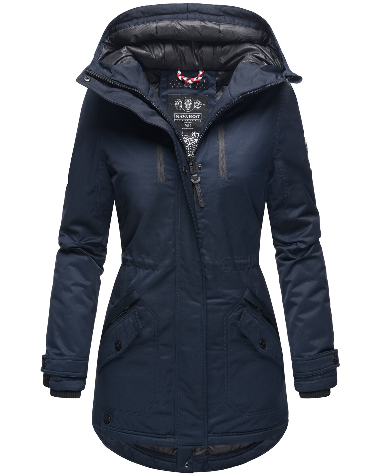 NAVAHOO Damen sportlicher Wintermantel Winter Kurzmantel mit Kapuze Avrille