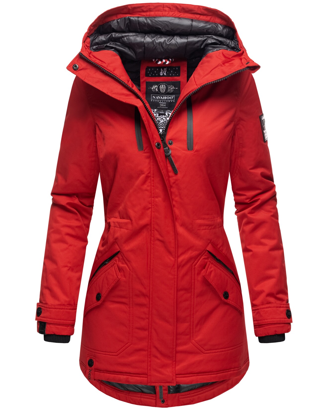 NAVAHOO Damen sportlicher Wintermantel Winter Kurzmantel mit Kapuze Avrille