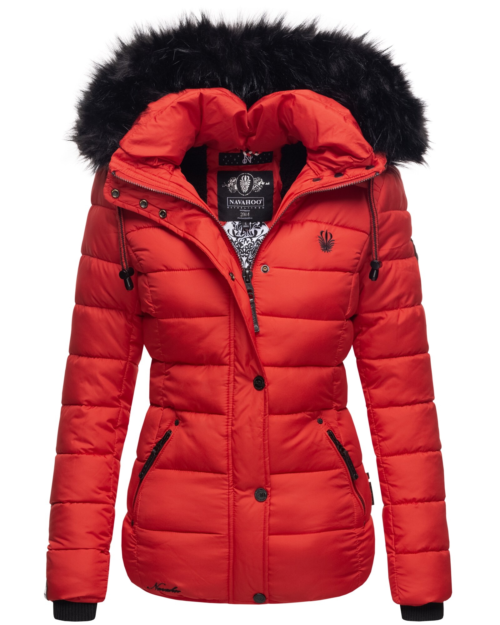 NAVAHOO Damen Modische Winterjacke Steppjacke mit Kunstpelz Kapuze Zuckerbiene - Bild 1