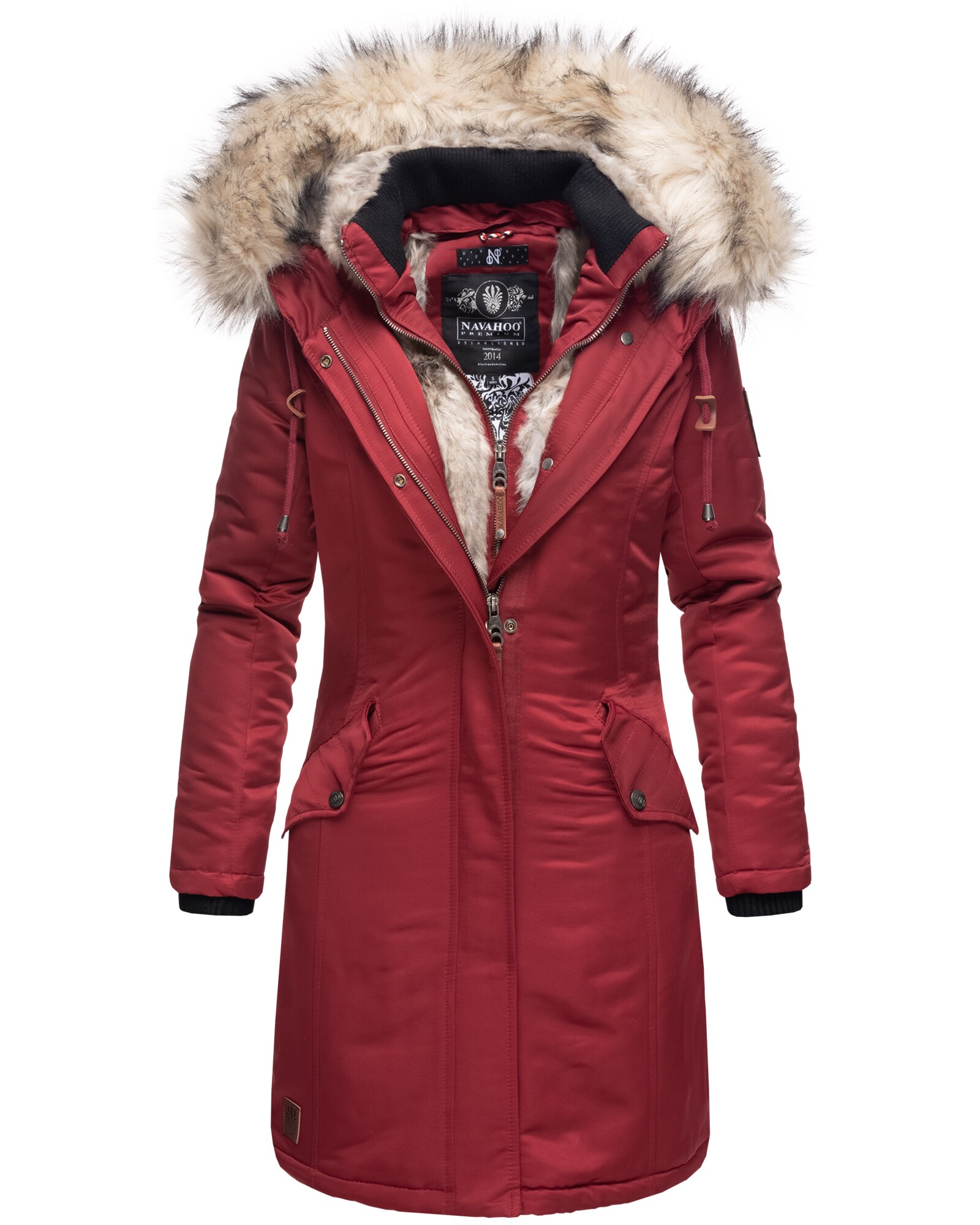 NAVAHOO Damen Warmer Wintermantel  Winterparka mit Kunstfell-Kapuze Daylight - Bild 1
