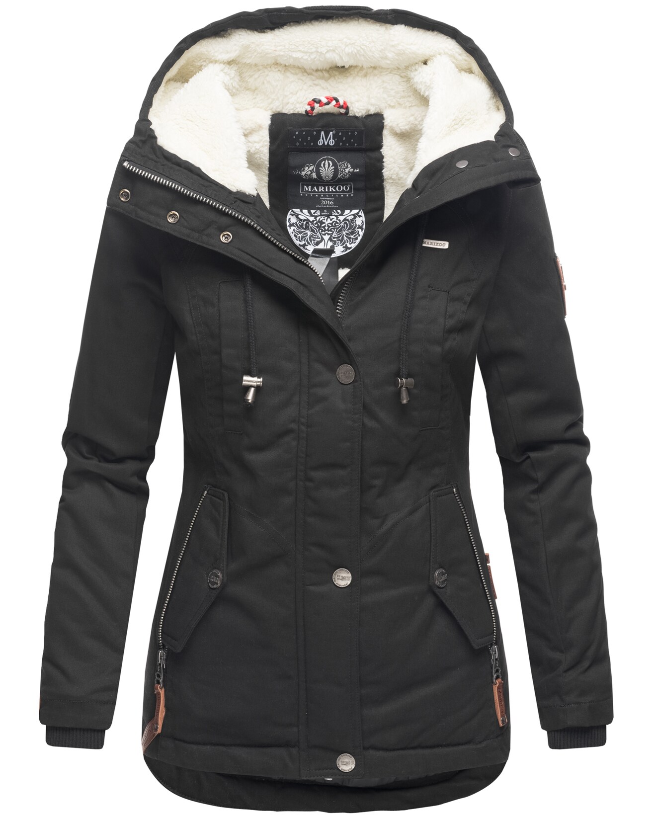 MARIKOO Damen Winterjacke Outdoor Baumwolljacke mit Kapuze Bikoo