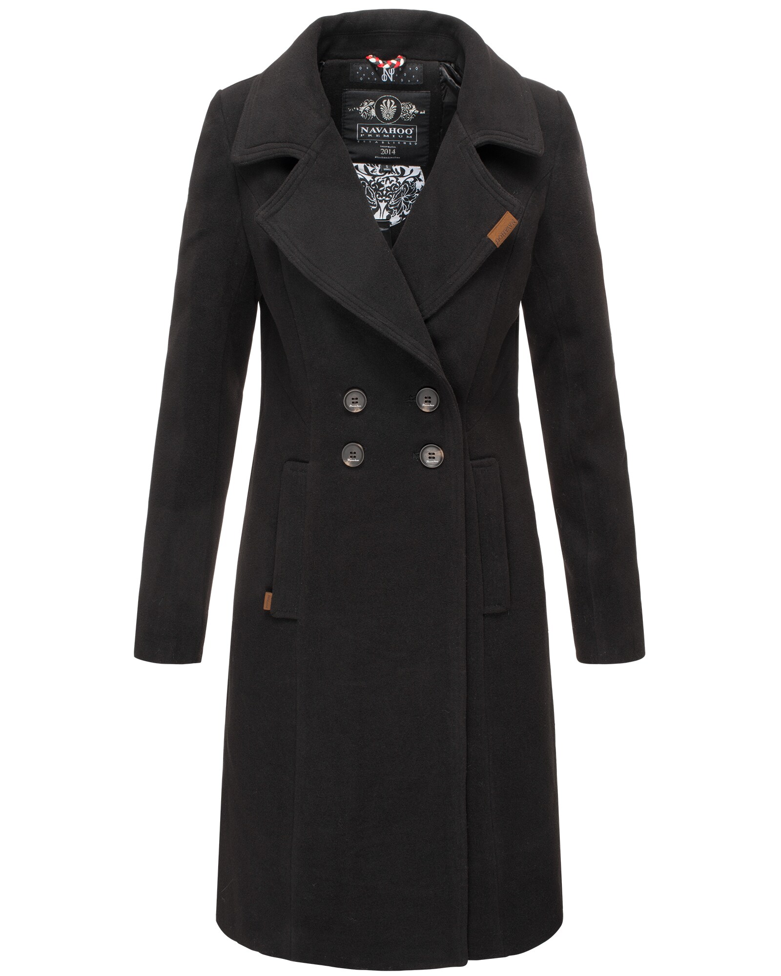 NAVAHOO Damen Designer Wintermantel Trenchcoat in Wollmantel-Optik Wooly - Bild 1