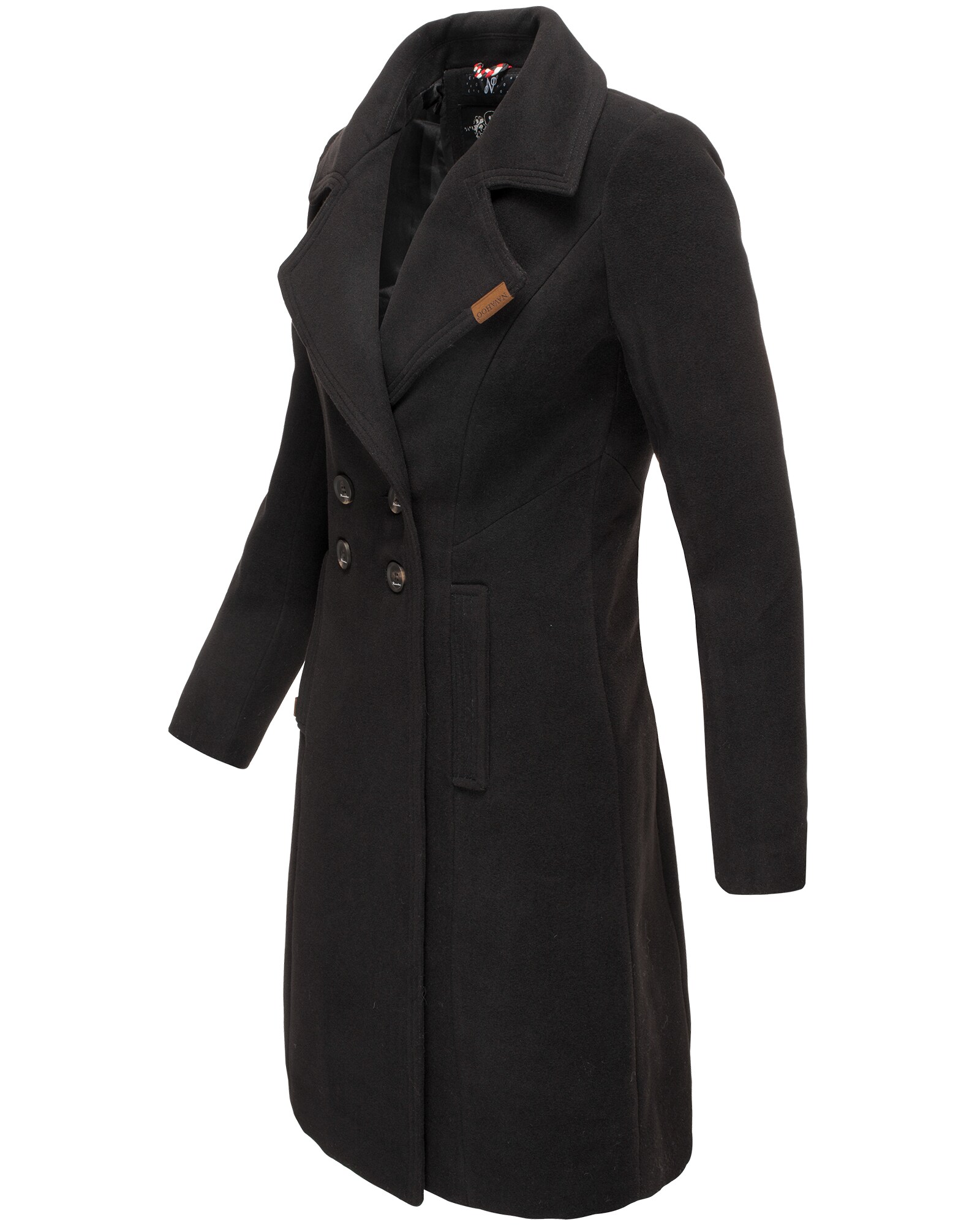 NAVAHOO Damen Designer Wintermantel Trenchcoat in Wollmantel-Optik
