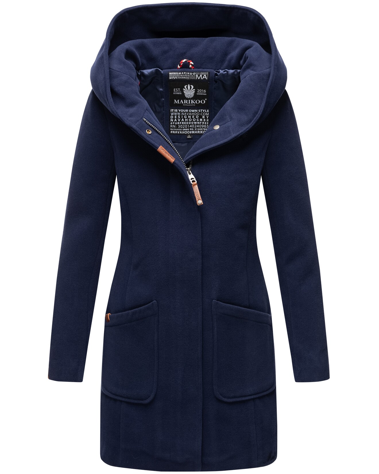 MARIKOO Damen Hochwertiger Wintermantel Mantel Trenchcoat Mit Kapuze Maikoo