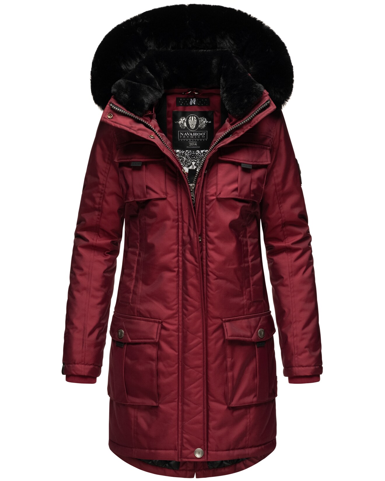 NAVAHOO Damen Wintermantel Parka mit abnehmbarer Kapuze und Einkaufstasche Tiniis
