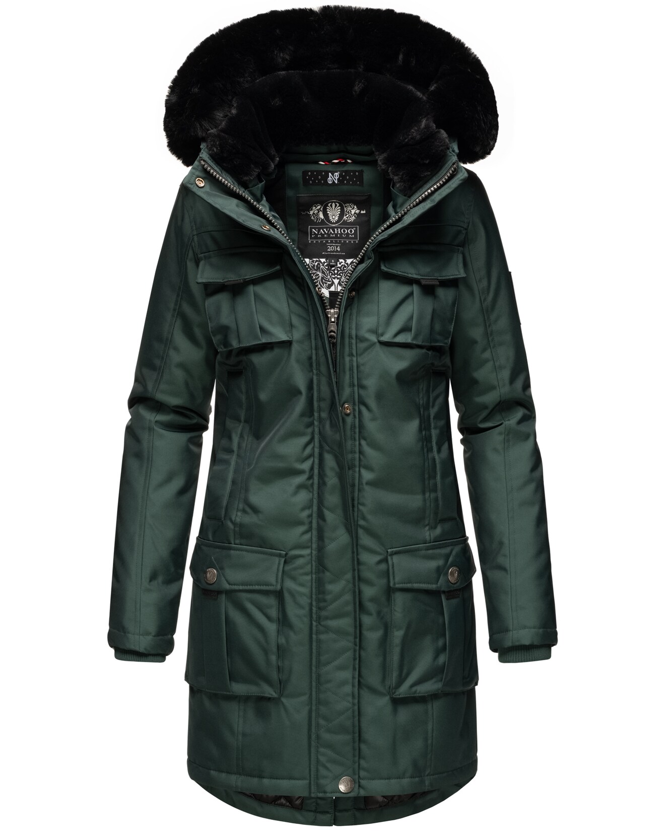 NAVAHOO Damen Wintermantel Parka mit abnehmbarer Kapuze und Einkaufstasche Tiniis