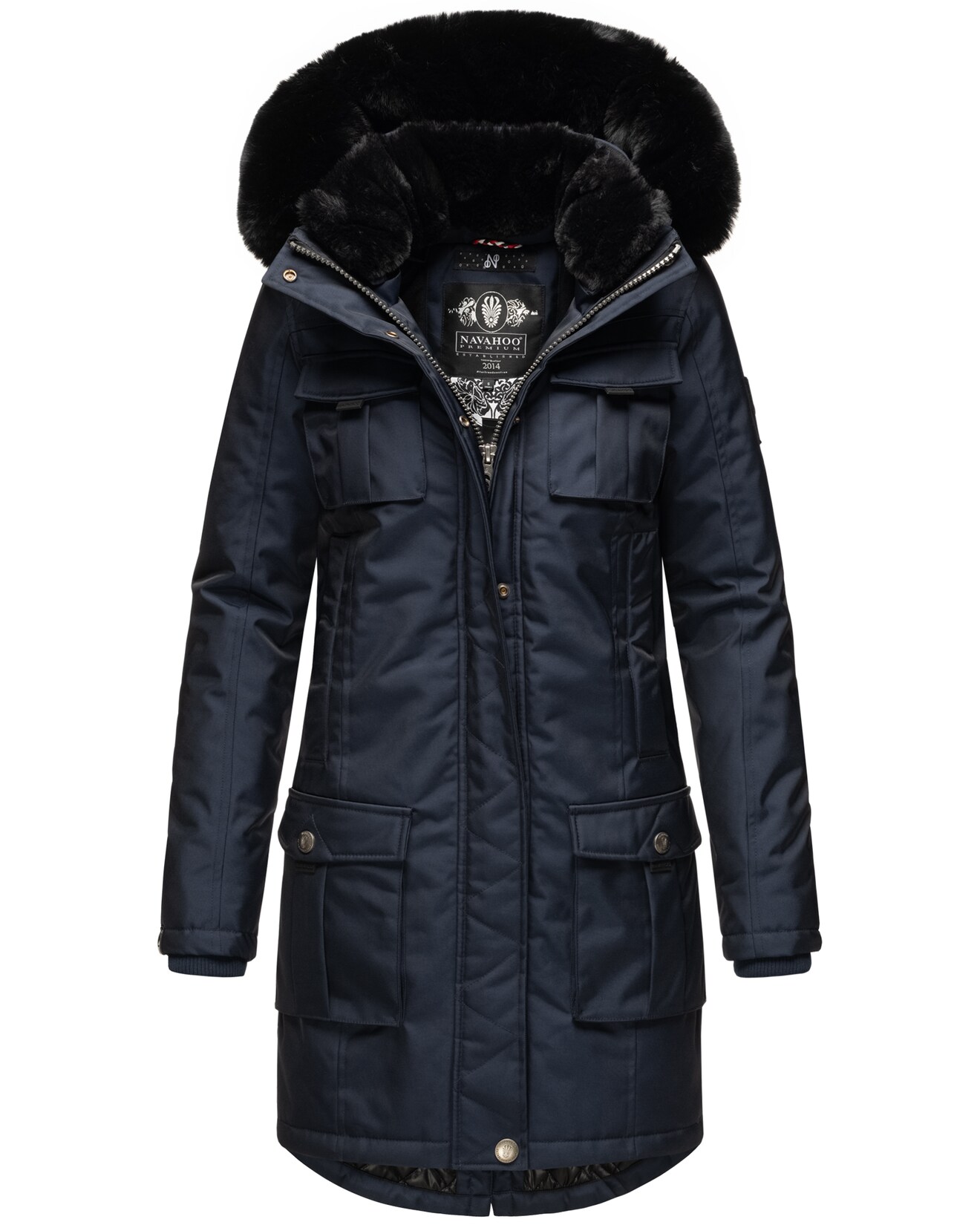 NAVAHOO Damen Wintermantel Parka mit abnehmbarer Kapuze und Einkaufstasche Tiniis