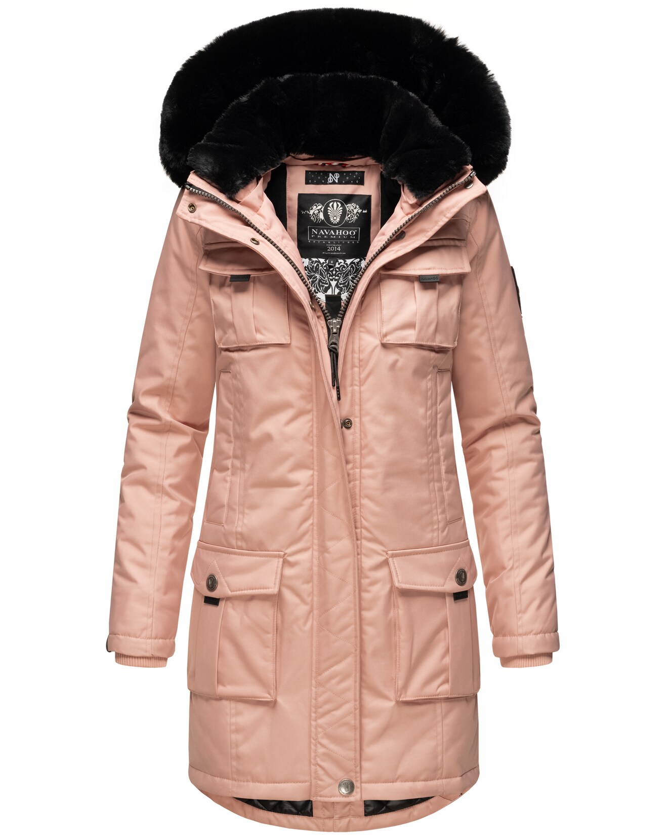 NAVAHOO Damen Wintermantel Parka mit abnehmbarer Kapuze und Einkaufstasche Tiniis