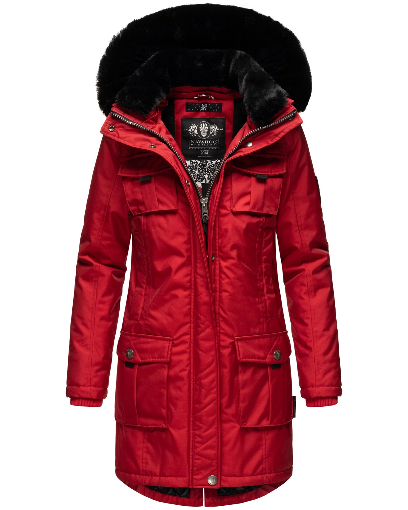 NAVAHOO Damen Wintermantel Parka mit abnehmbarer Kapuze und Einkaufstasche Tiniis