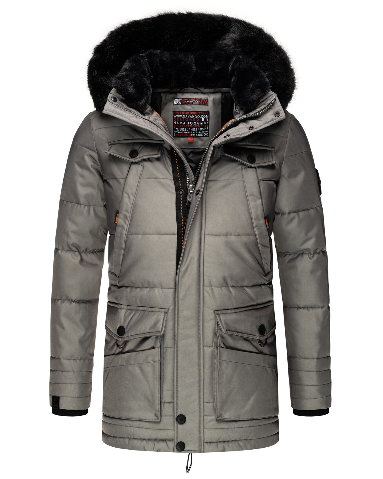NAVAHOO Herren stylischer Winterjacke Wintermantel mit abnehmbarer Kapuze Luaan