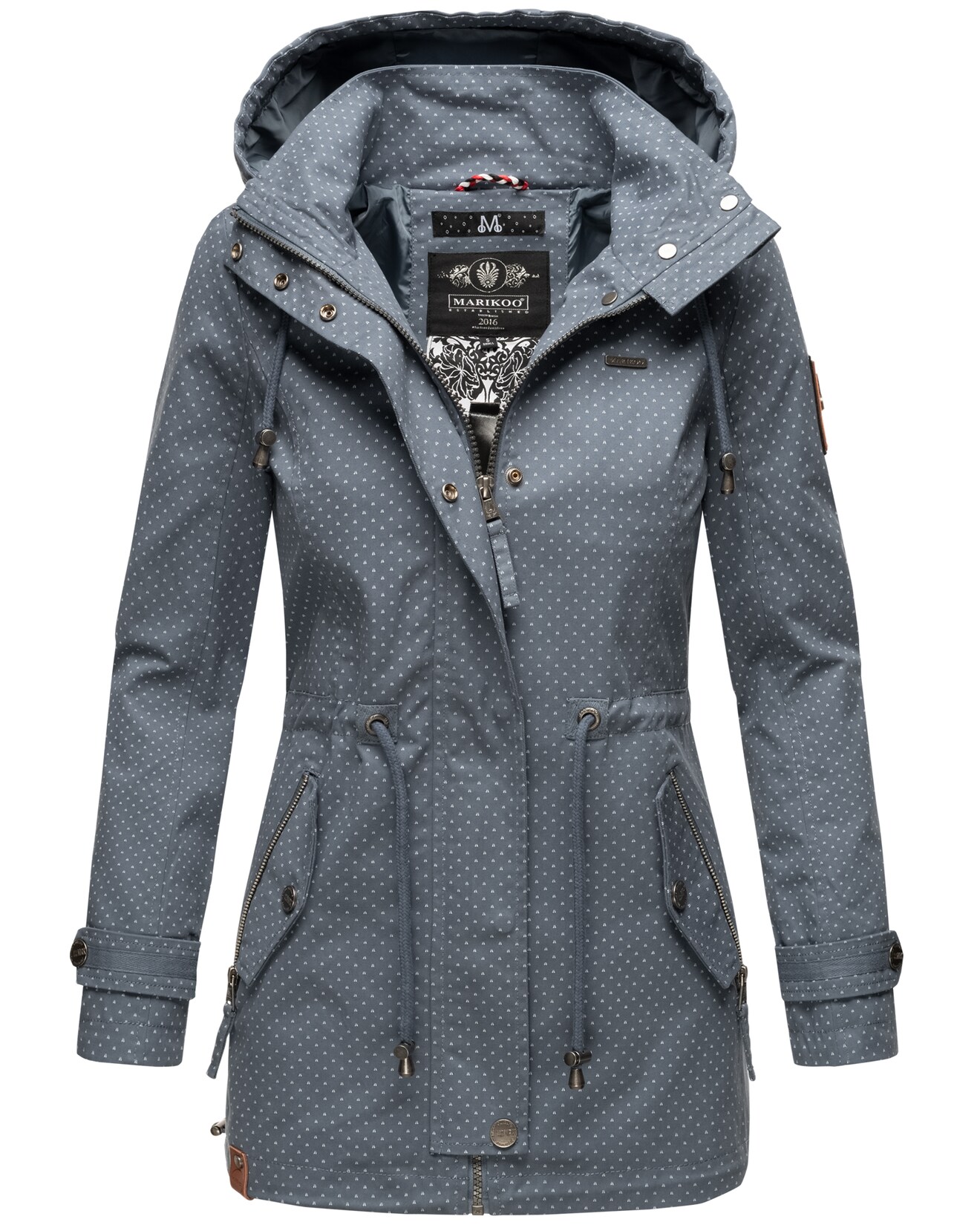 MARIKOO Damen Moderner Outdoorjacke Übergangsparka aus Baumwolle mit Kapuze Nyokoo