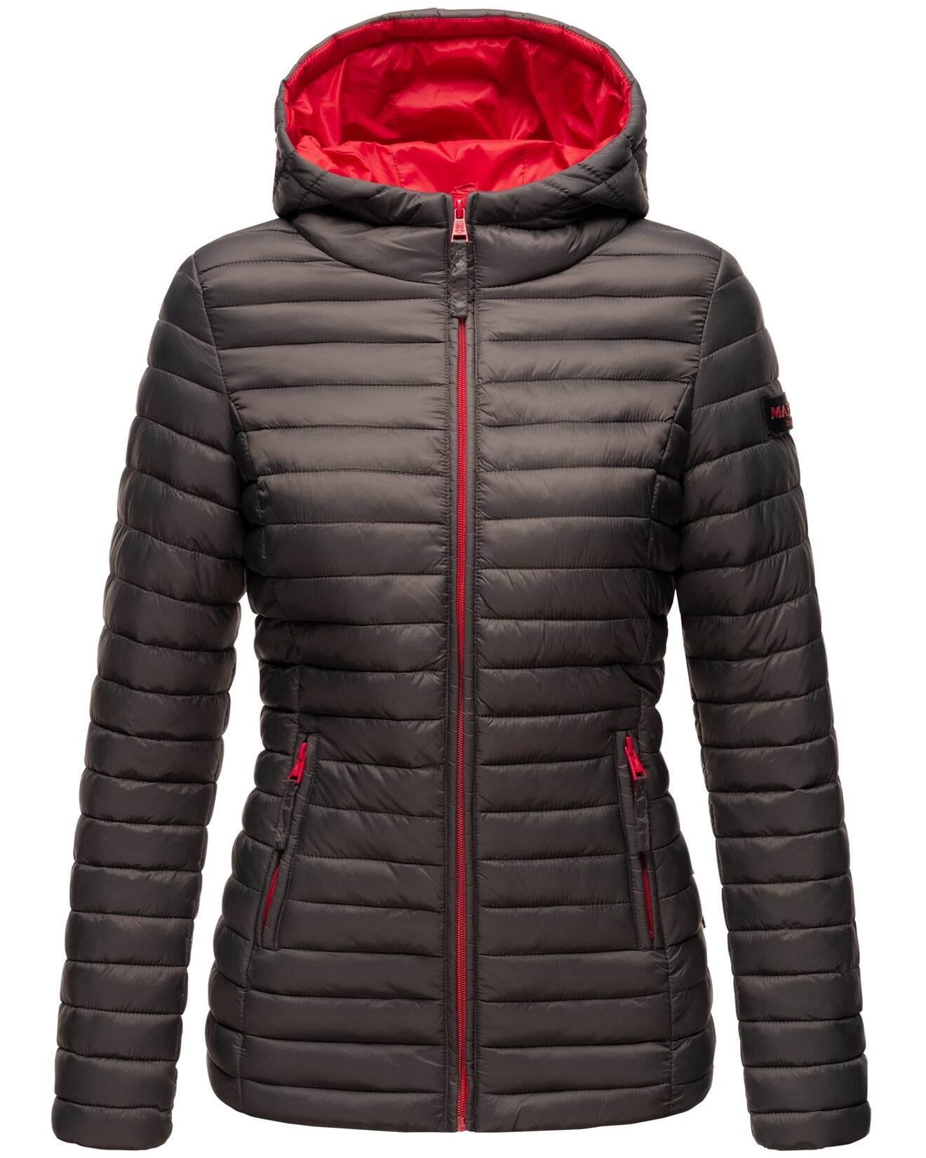 MARIKOO Damen Steppjacke Übergangsjacke mit kontrastfarbendem Reißverschluss Asraa