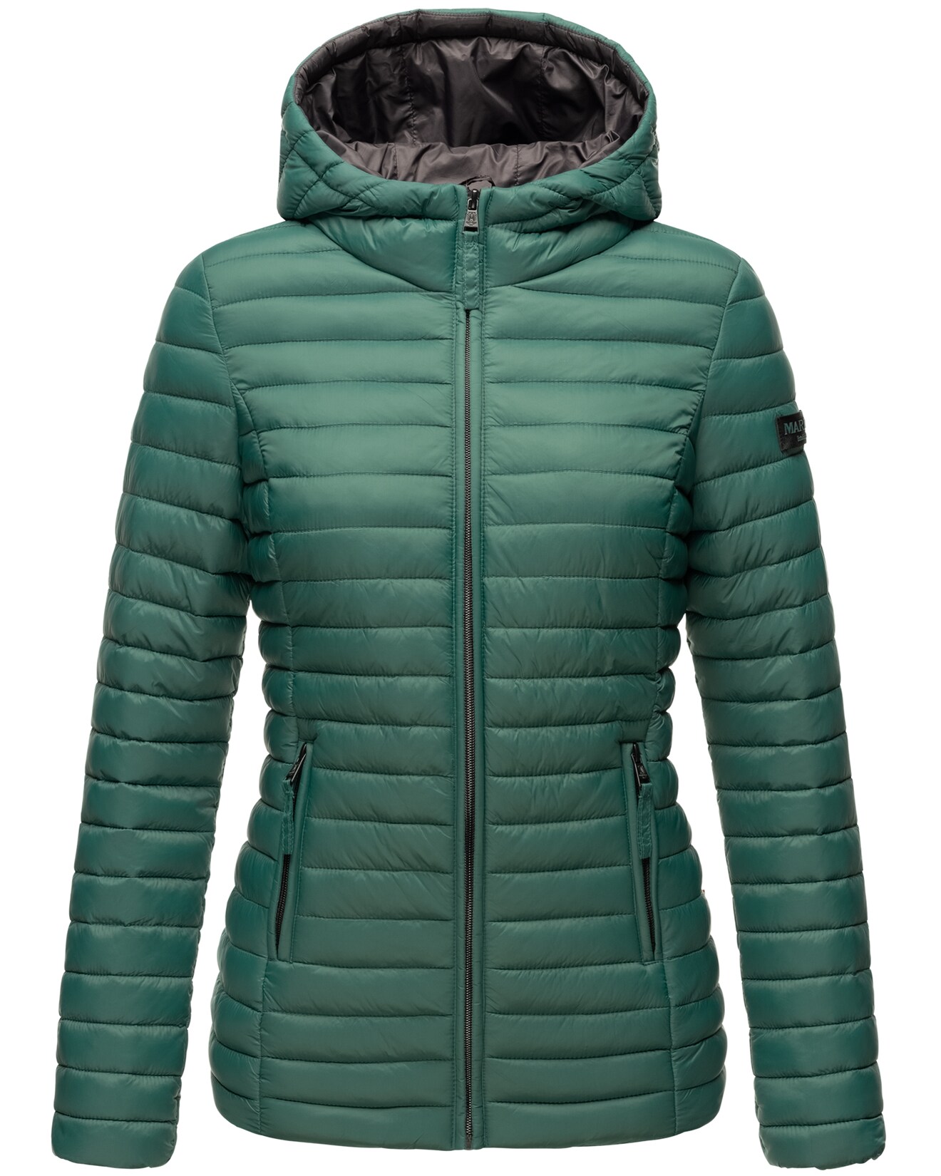 MARIKOO Damen Steppjacke Übergangsjacke mit kontrastfarbendem Reißverschluss Asraa
