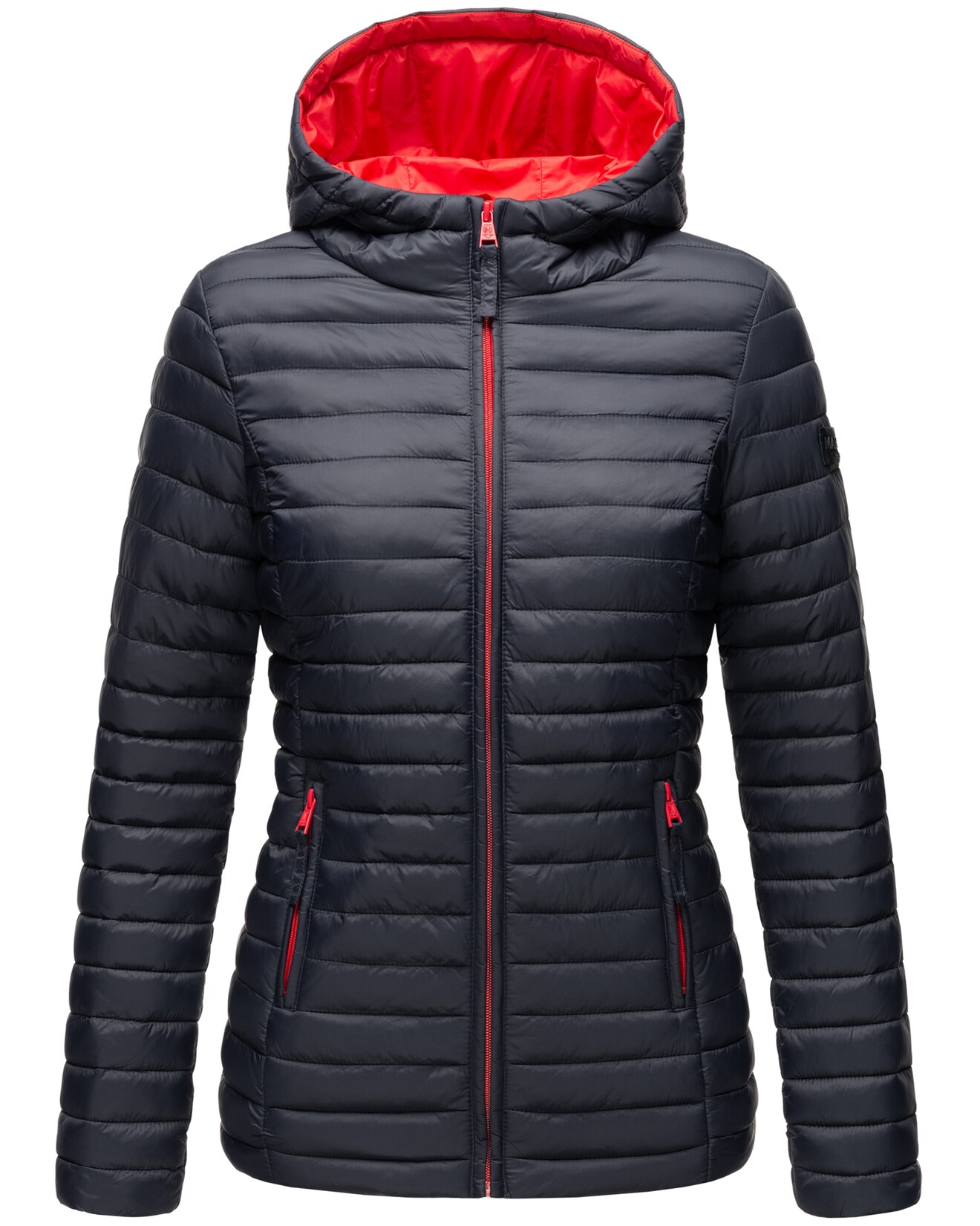 MARIKOO Damen Steppjacke Übergangsjacke mit kontrastfarbendem Reißverschluss Asraa