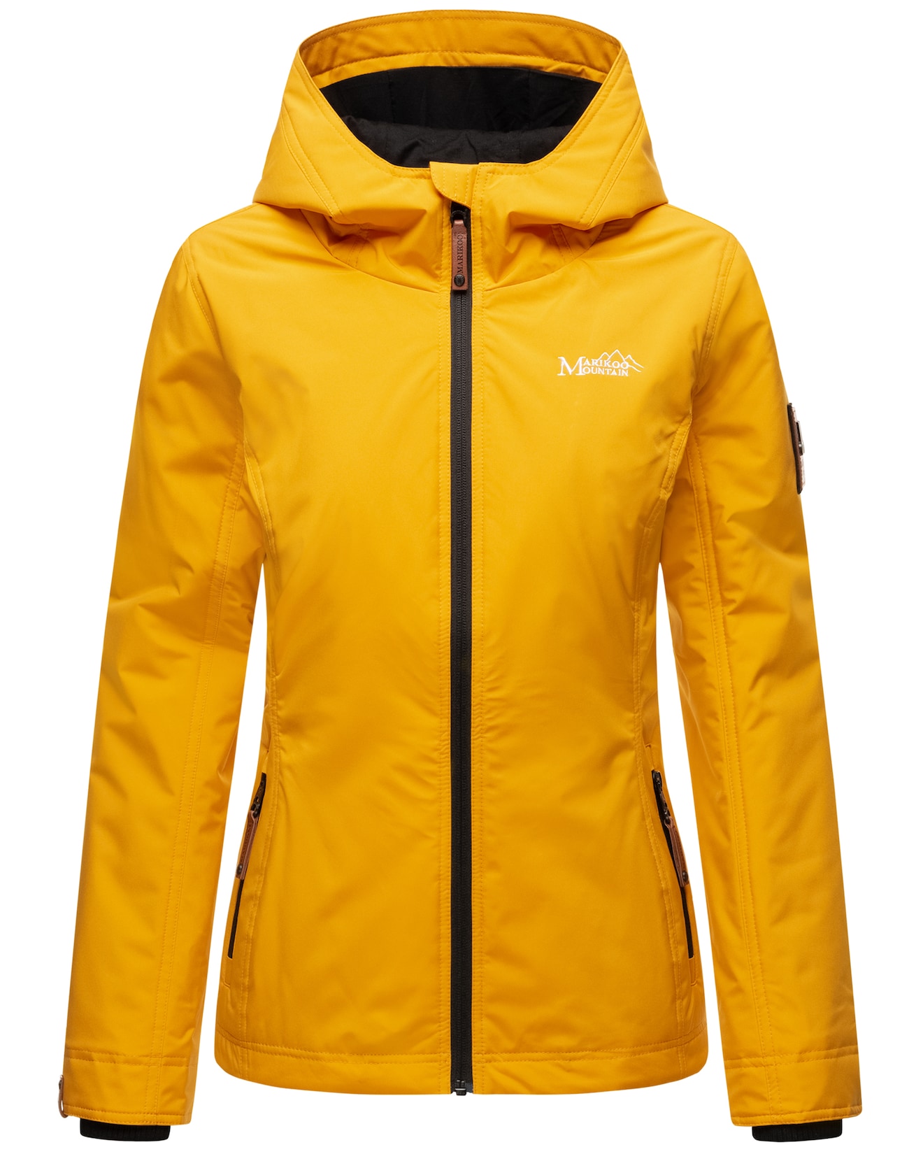 MARIKOO Damen Sportliche Outdoorjacke Übergangs Regenjacke mit Kapuze Brombeere