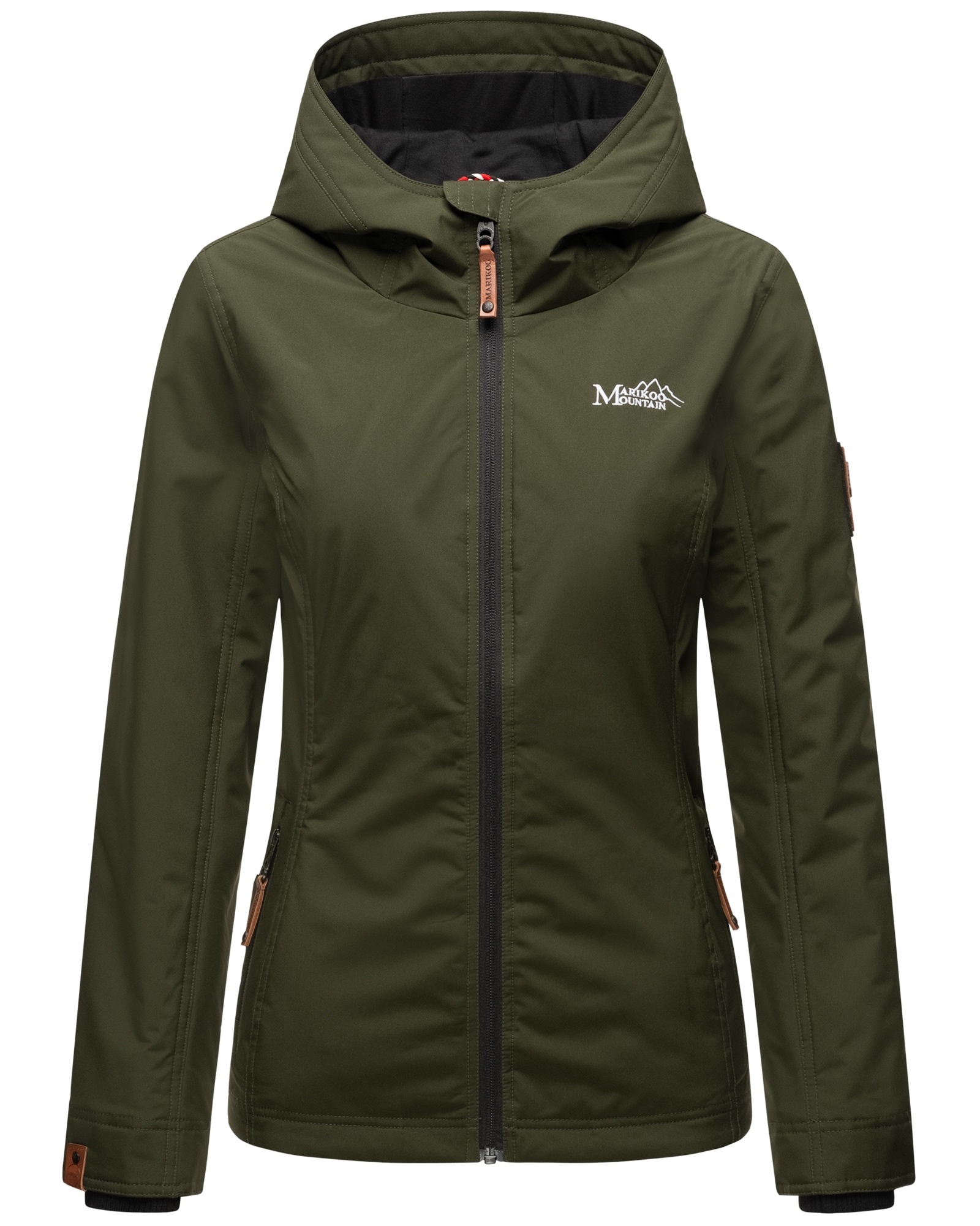 MARIKOO Damen Sportliche Outdoorjacke &Uuml;bergangs Regenjacke mit Kapuze Brombeere - Bild 1