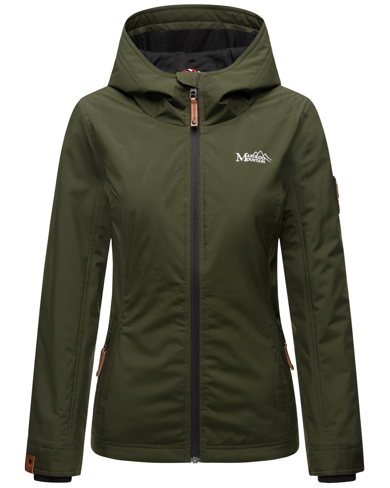 MARIKOO Damen Sportliche Outdoorjacke Übergangs Regenjacke mit Kapuze Brombeere