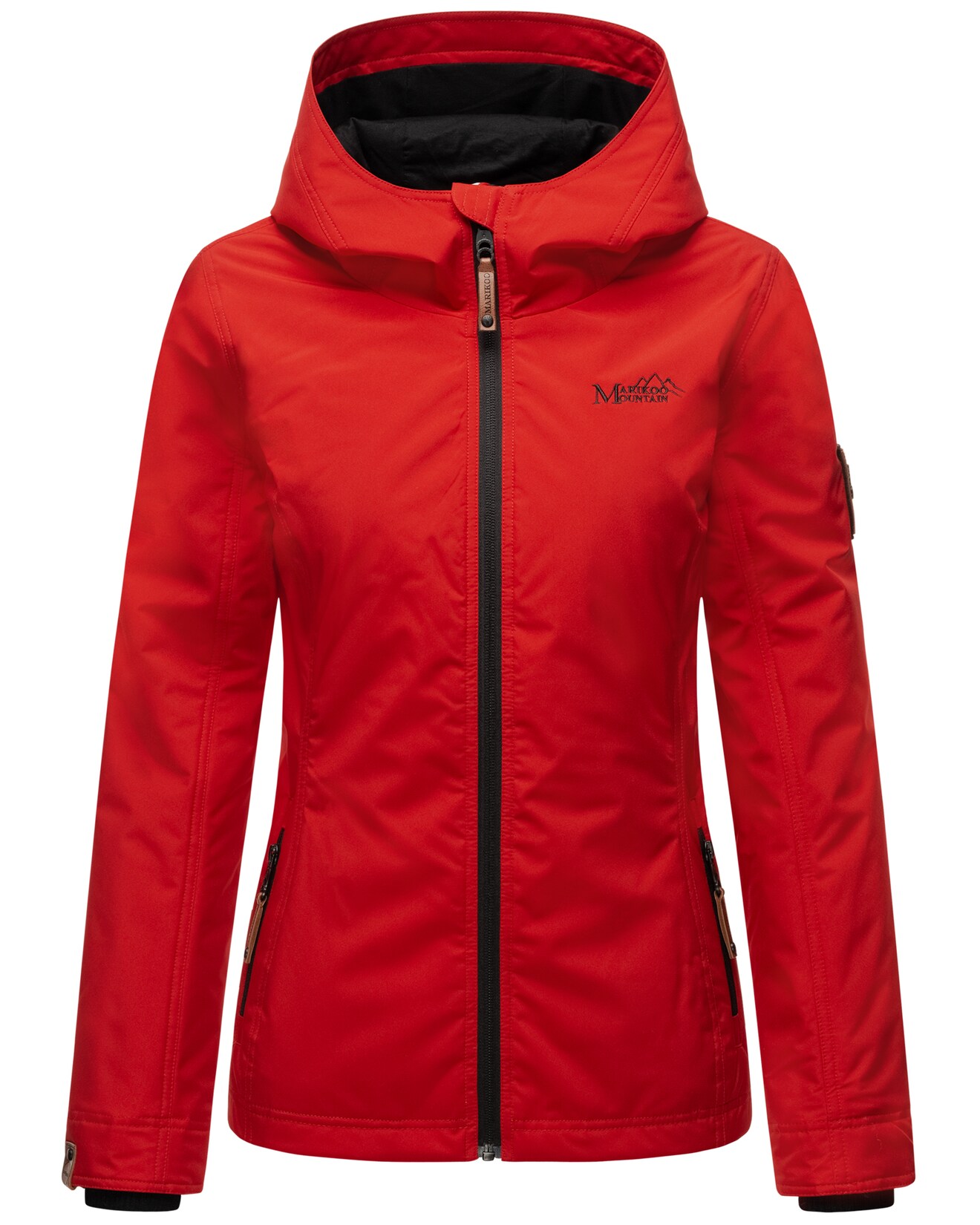 MARIKOO Damen Sportliche Outdoorjacke Übergangs Regenjacke mit Kapuze Brombeere