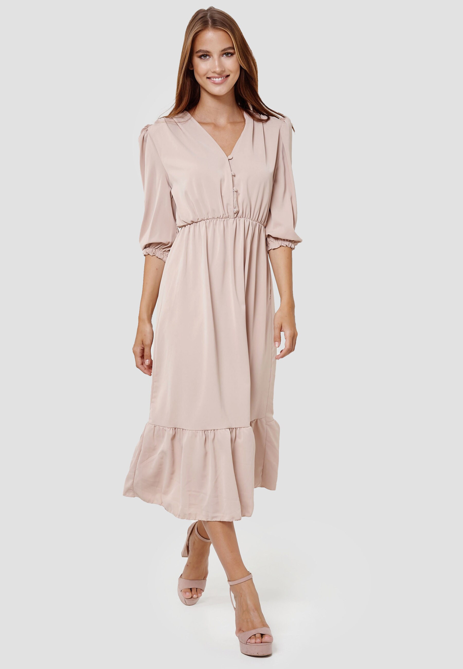 RAYSHYNE Damen Sommerkleid Romantisches Kleid mit R&uuml;sche und Schlitz RS15 - Bild 1