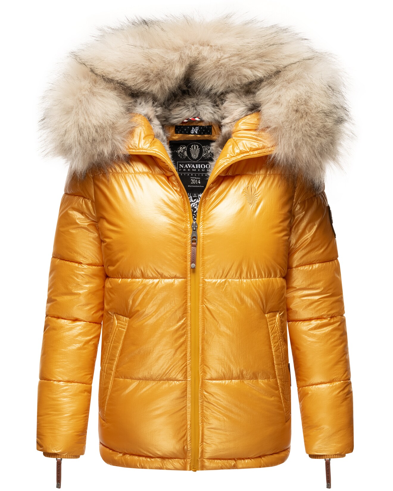NAVAHOO Damen Winterjacke Warm Gefütterte Steppjacke mit Kunstfellkapuze Tikunaa