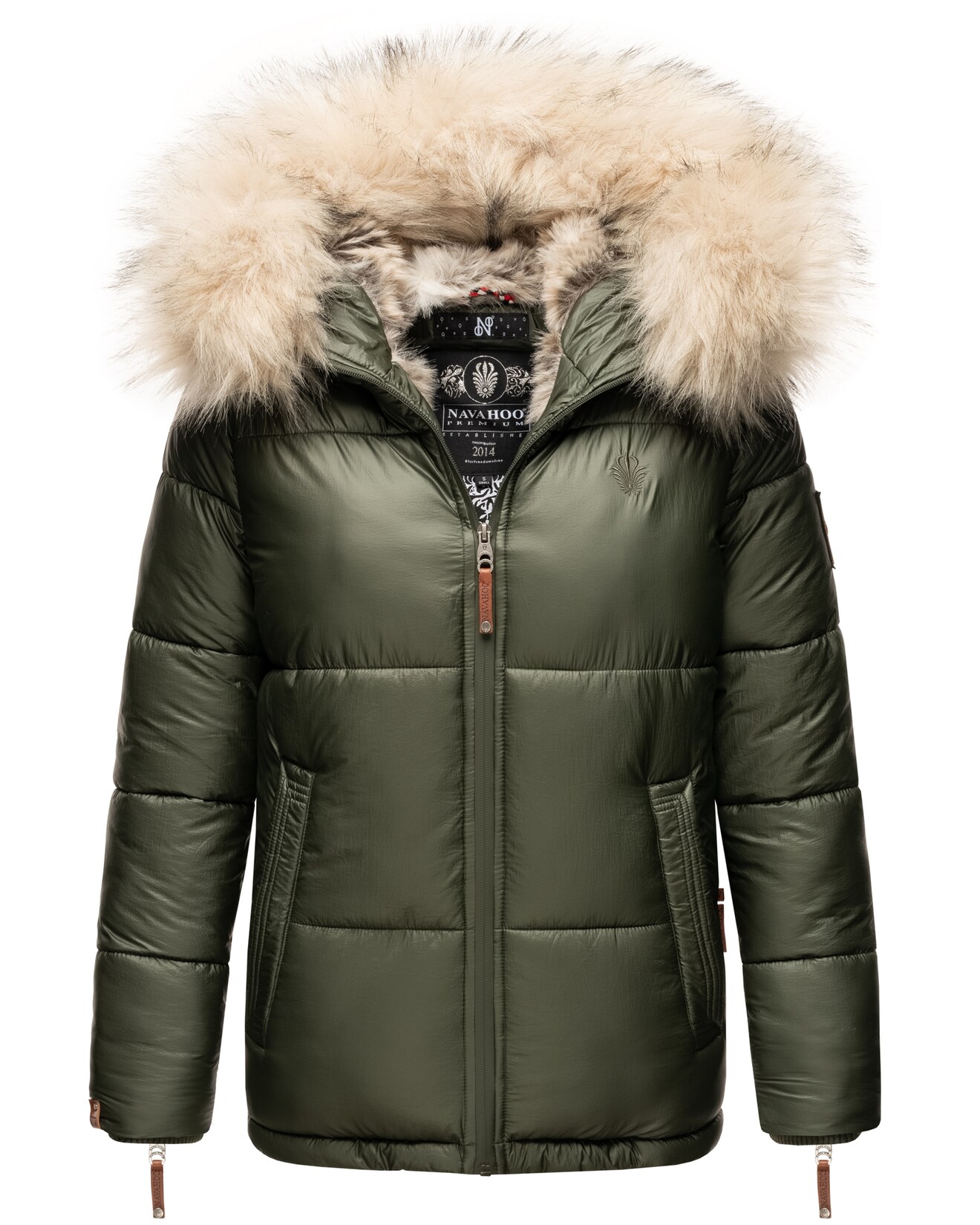NAVAHOO Damen Winterjacke Warm Gefütterte Steppjacke mit Kunstfellkapuze Tikunaa