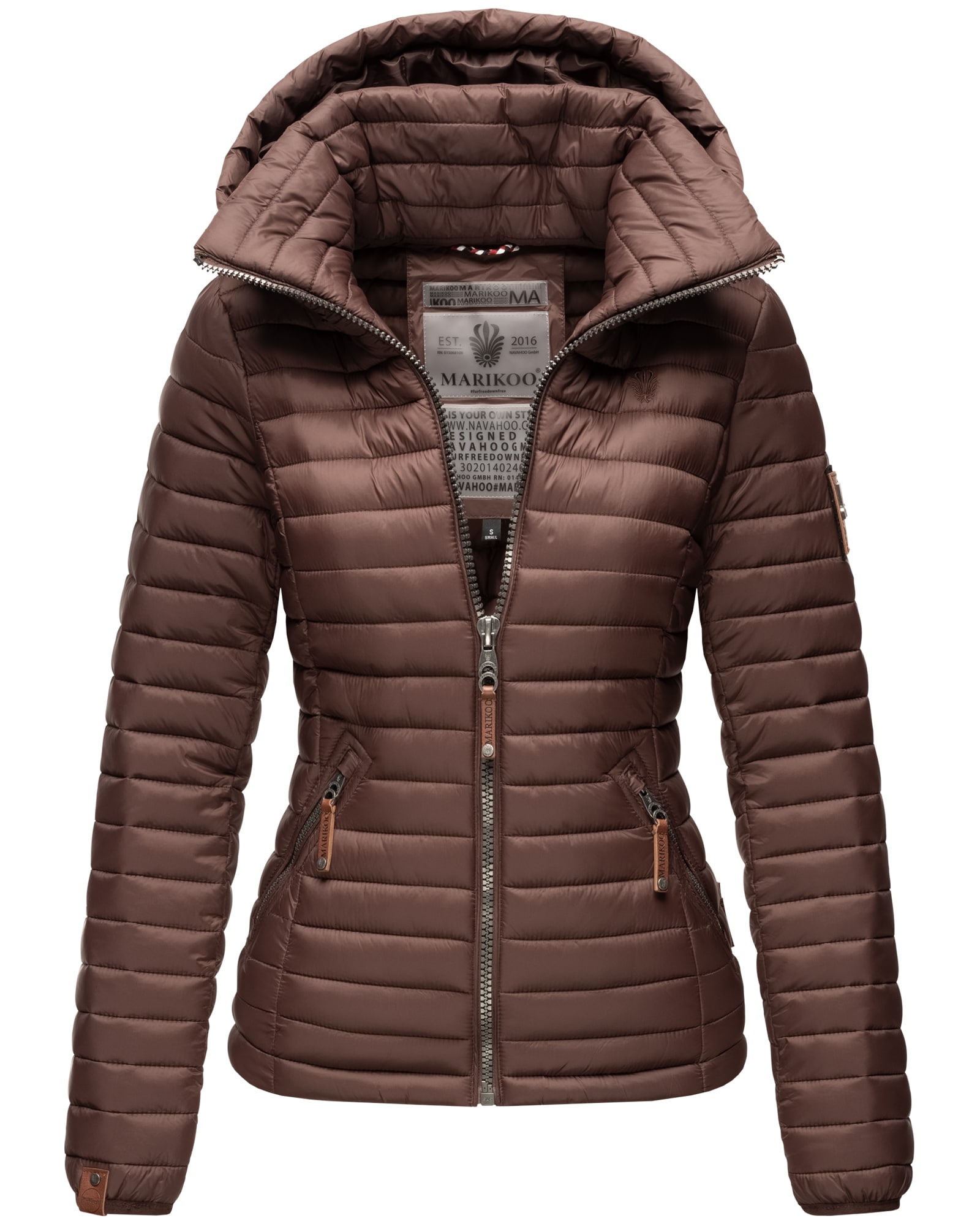 MARIKOO Damen Stylische Steppjacke &Uuml;bergangsjacke mit abnehmbarer Kapuze L&ouml;wenbaby - Bild 1