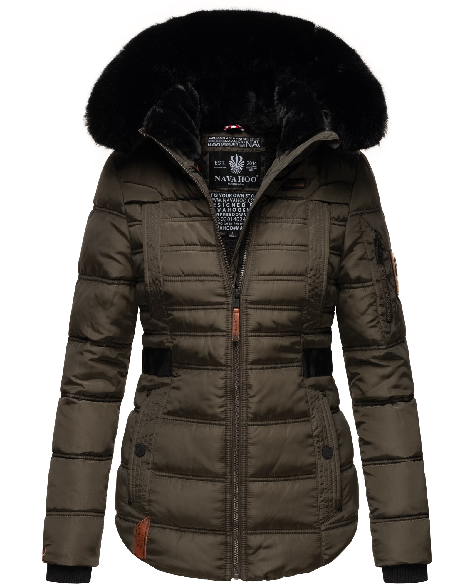 NAVAHOO Damen edler Winterjacke Kurzmantel mit abnehmbarem Kunstfellkragen Melikaa - Bild 1
