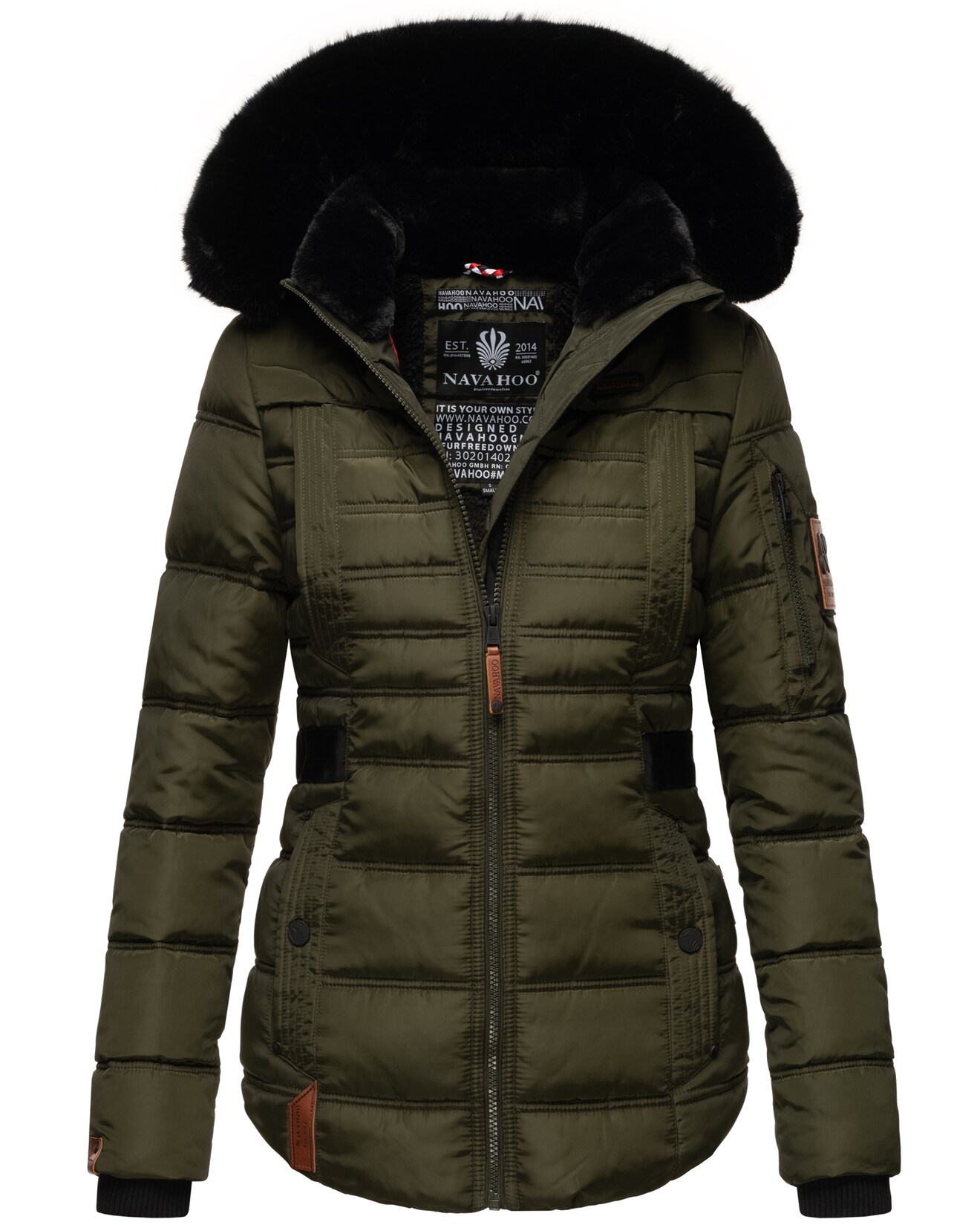 NAVAHOO Damen edler Winterjacke Kurzmantel mit abnehmbarem Kunstfellkragen Melikaa