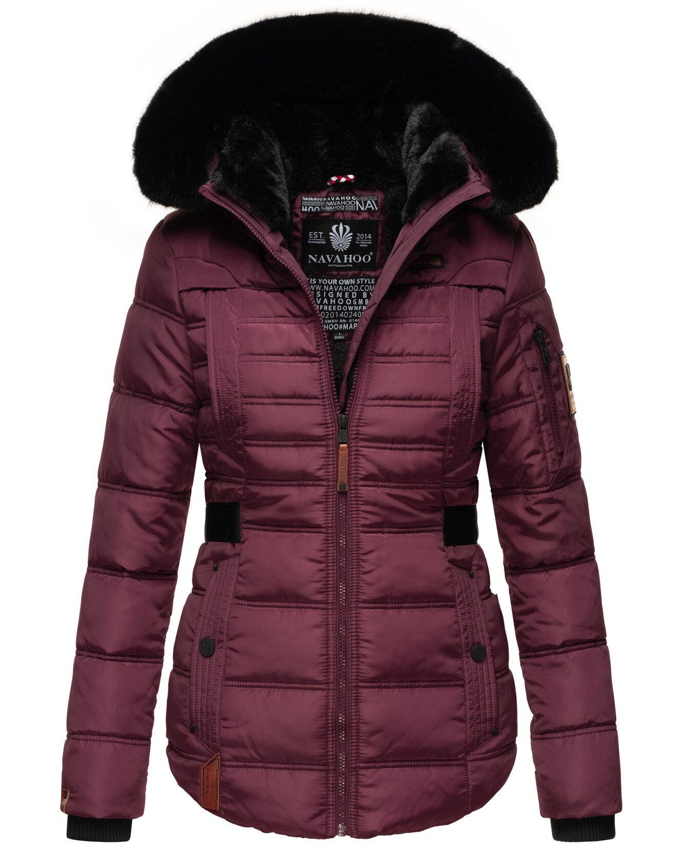 NAVAHOO Damen edler Winterjacke Kurzmantel mit abnehmbarem Kunstfellkragen Melikaa | 04059072407930