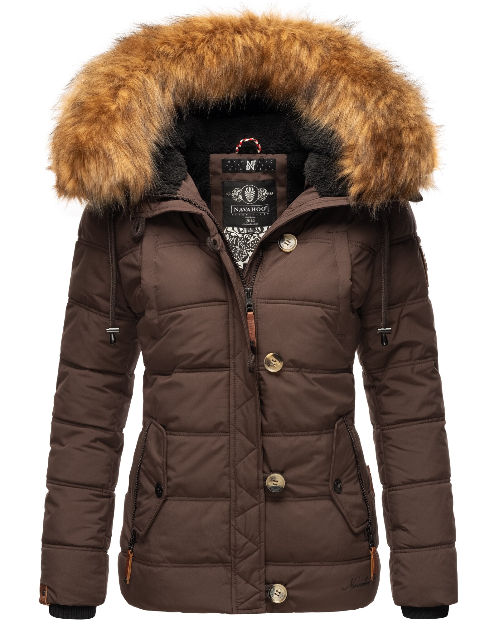 NAVAHOO Damen Stylische Winterjacke Steppjacke mit Kunstpelz Kapuze Zoja - Bild 1