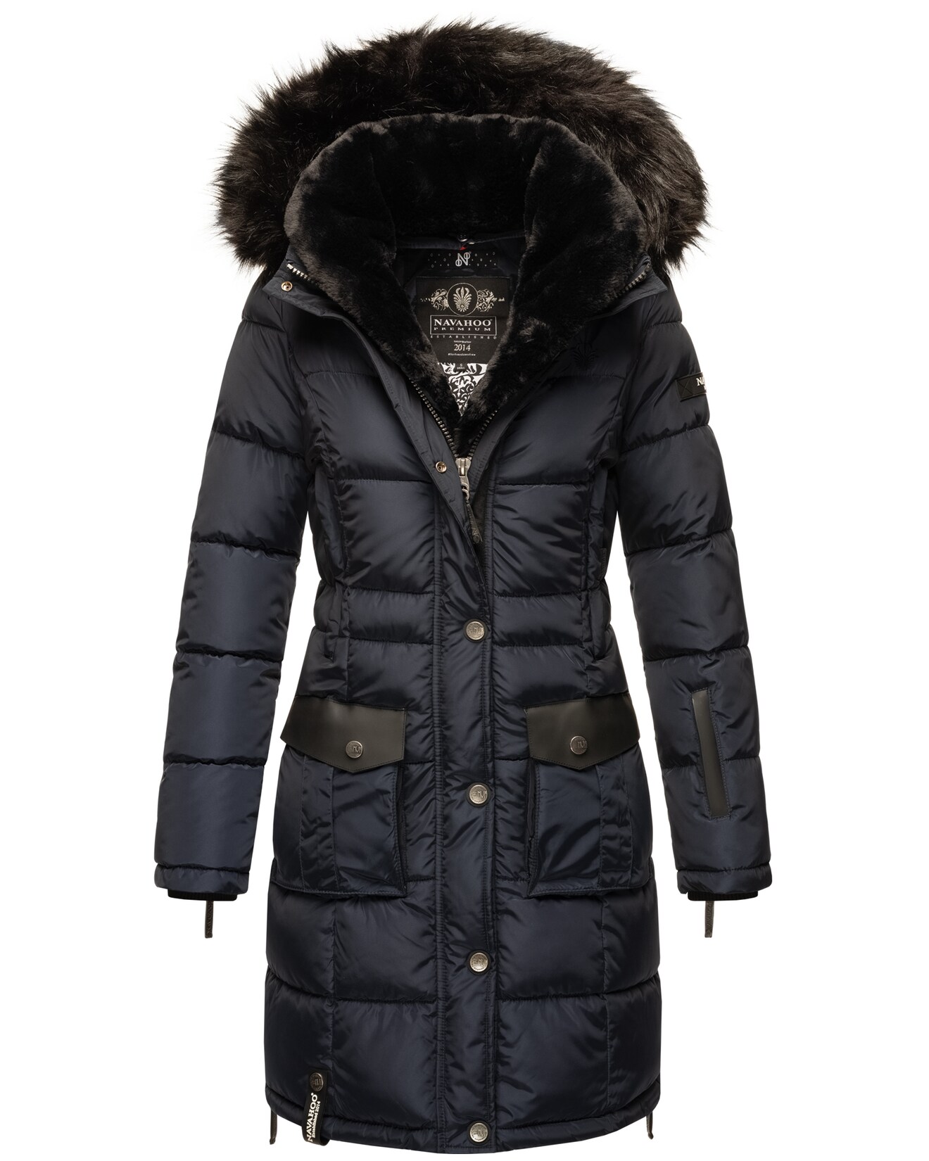 NAVAHOO Damen Stylischer Steppmantel Winter Parka mit edlem Fellimitat Sinja | 04059072129962