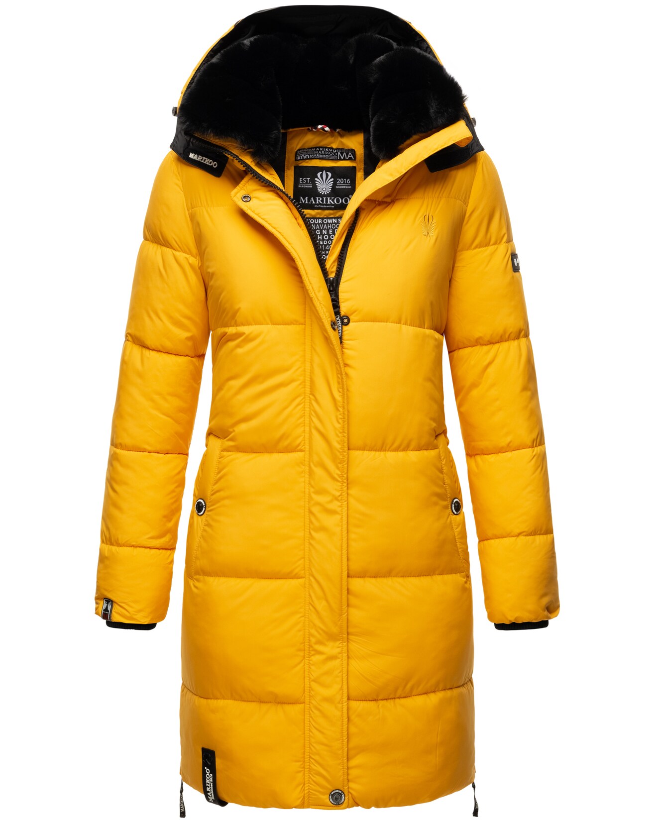 MARIKOO Damen Winterjacke Steppmantel Weichem Innenkragen & Abnehmbarer Kapuze Streliziaa