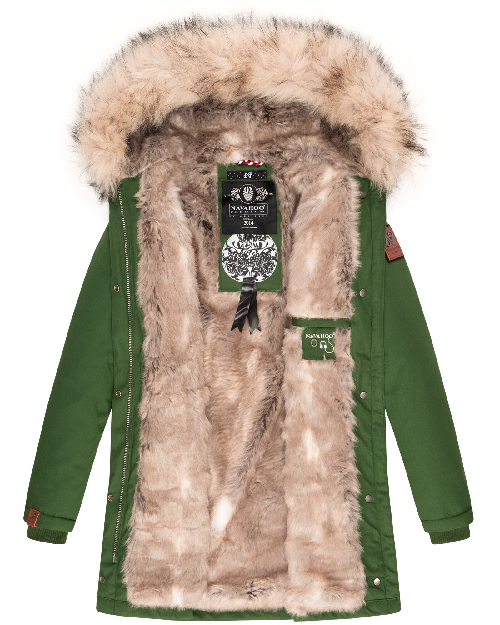 NAVAHOO Damen stylischer Wintermantel Winterparka mit Kunstfell