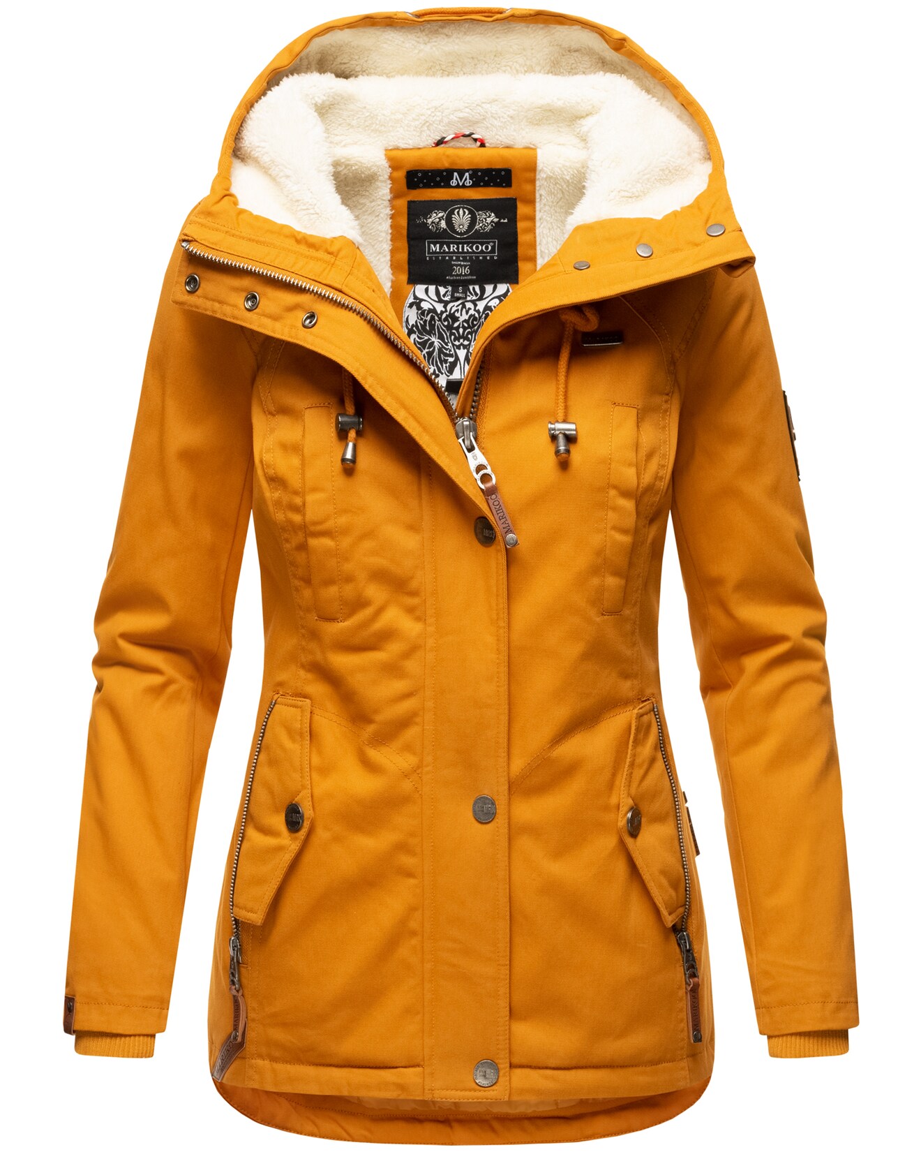 MARIKOO Damen Winterjacke Outdoor Baumwolljacke mit Kapuze Bikoo | 04059072450240