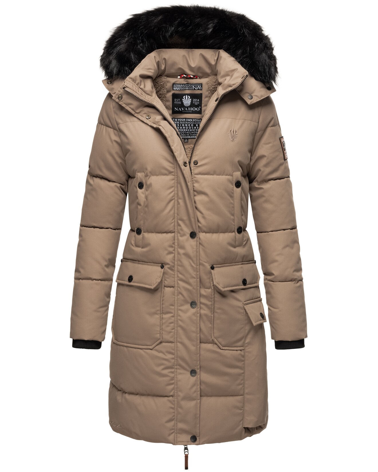 NAVAHOO Damen Warmer Wintermantel Parka inkl. Einkaufstasche und Regenschirm Cosimaa