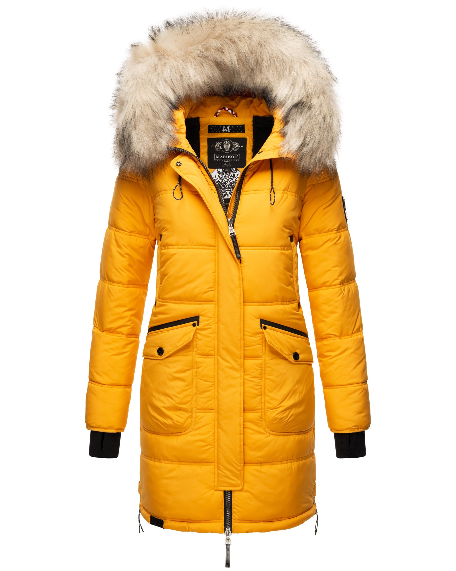 MARIKOO Damen Winter Parka Steppmantel mit Abnehmbarem Kunstfellkragen Chaskaa - Bild 1