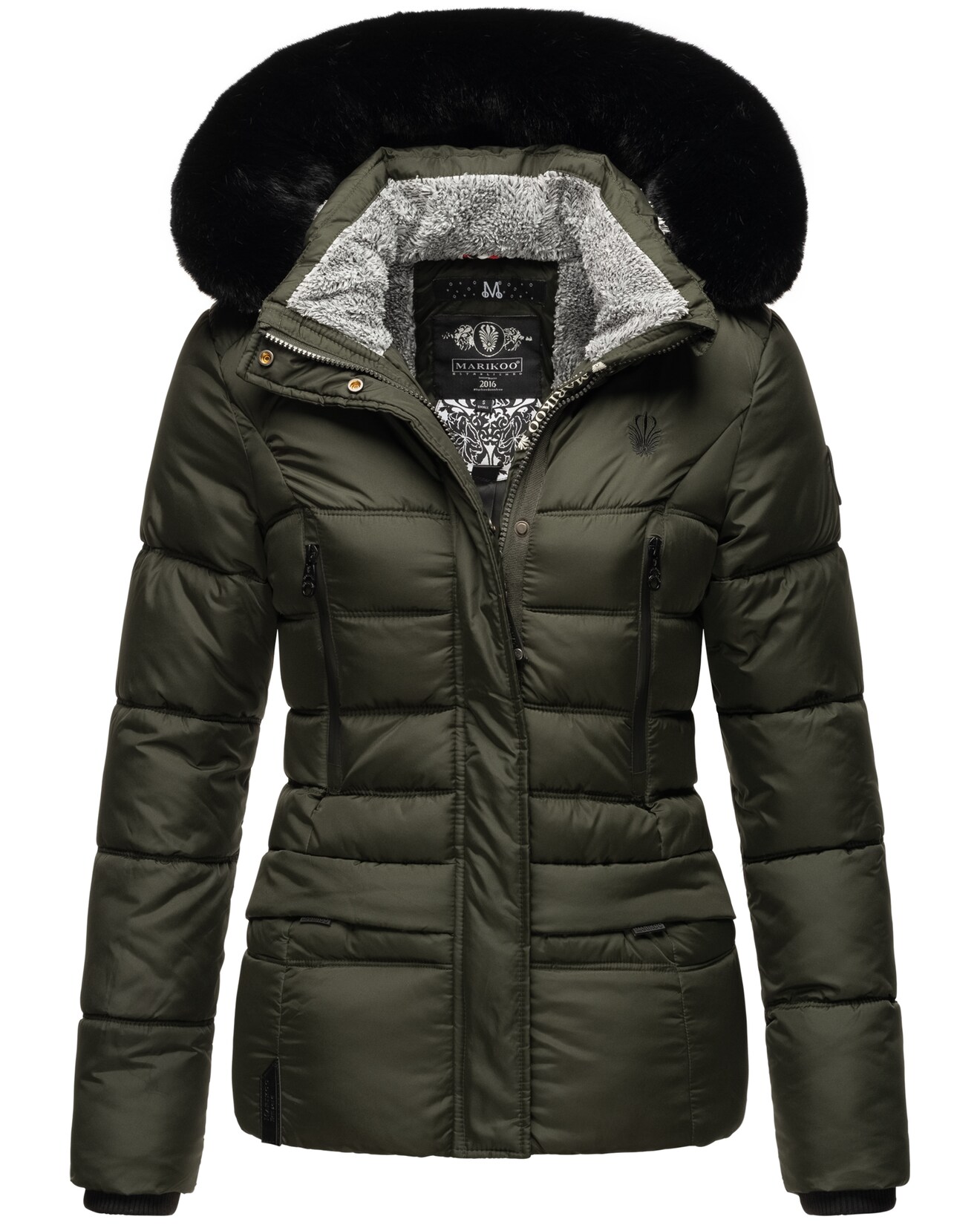 NAVAHOO Damen Winterjacke Steppjacke mit Teddyfell & Kunstpelz Kapuze Loveleen