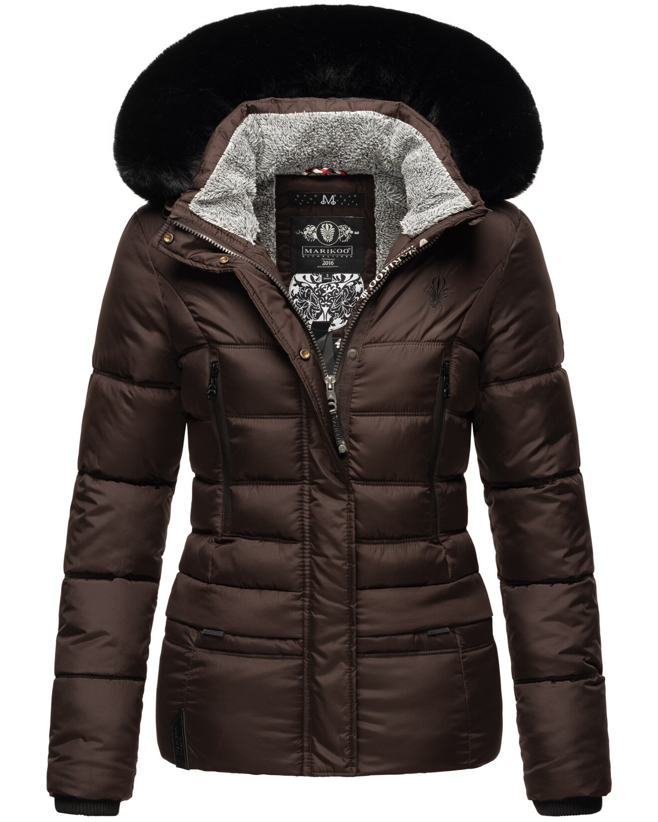 NAVAHOO Damen Winterjacke Steppjacke mit Teddyfell & Kunstpelz Kapuze Loveleen | 04059072454095